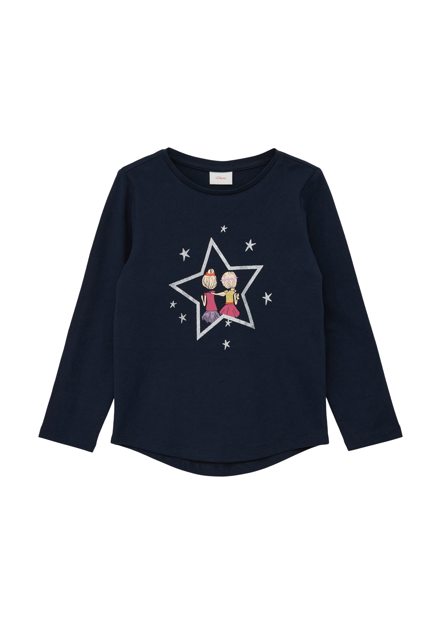 s.Oliver - Longsleeve mit glitzerndem Effektprint, Kinder, blau