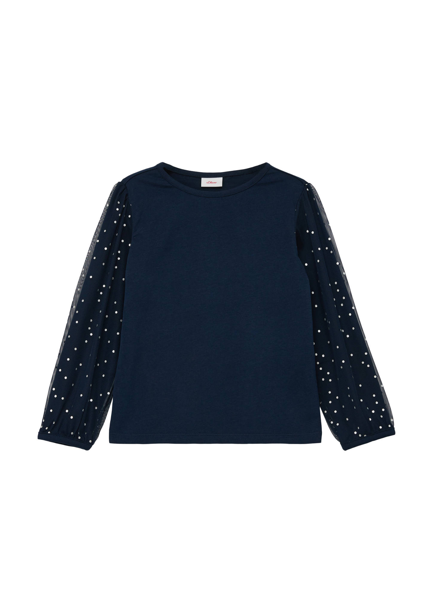 s.Oliver - Longsleeve mit Mesh-Besatz, Kinder, blau