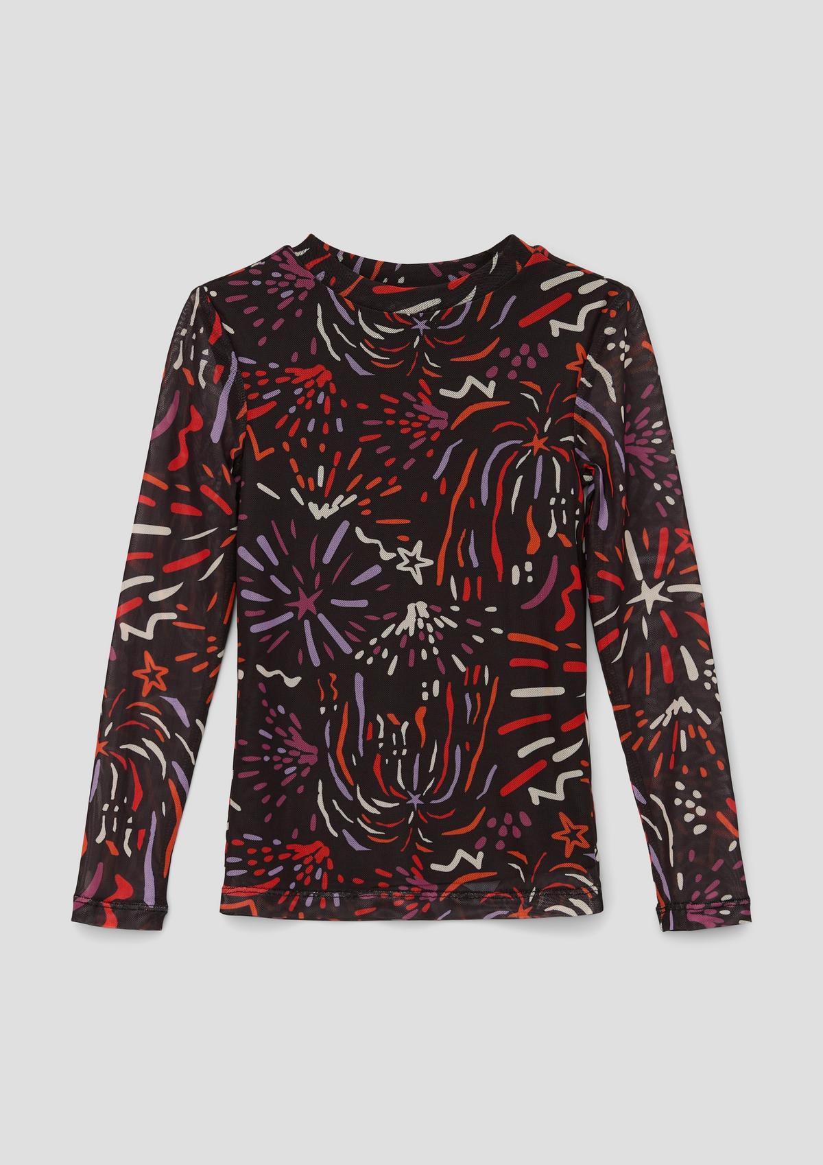 s.Oliver Long sleeve mesh top with an all-over print