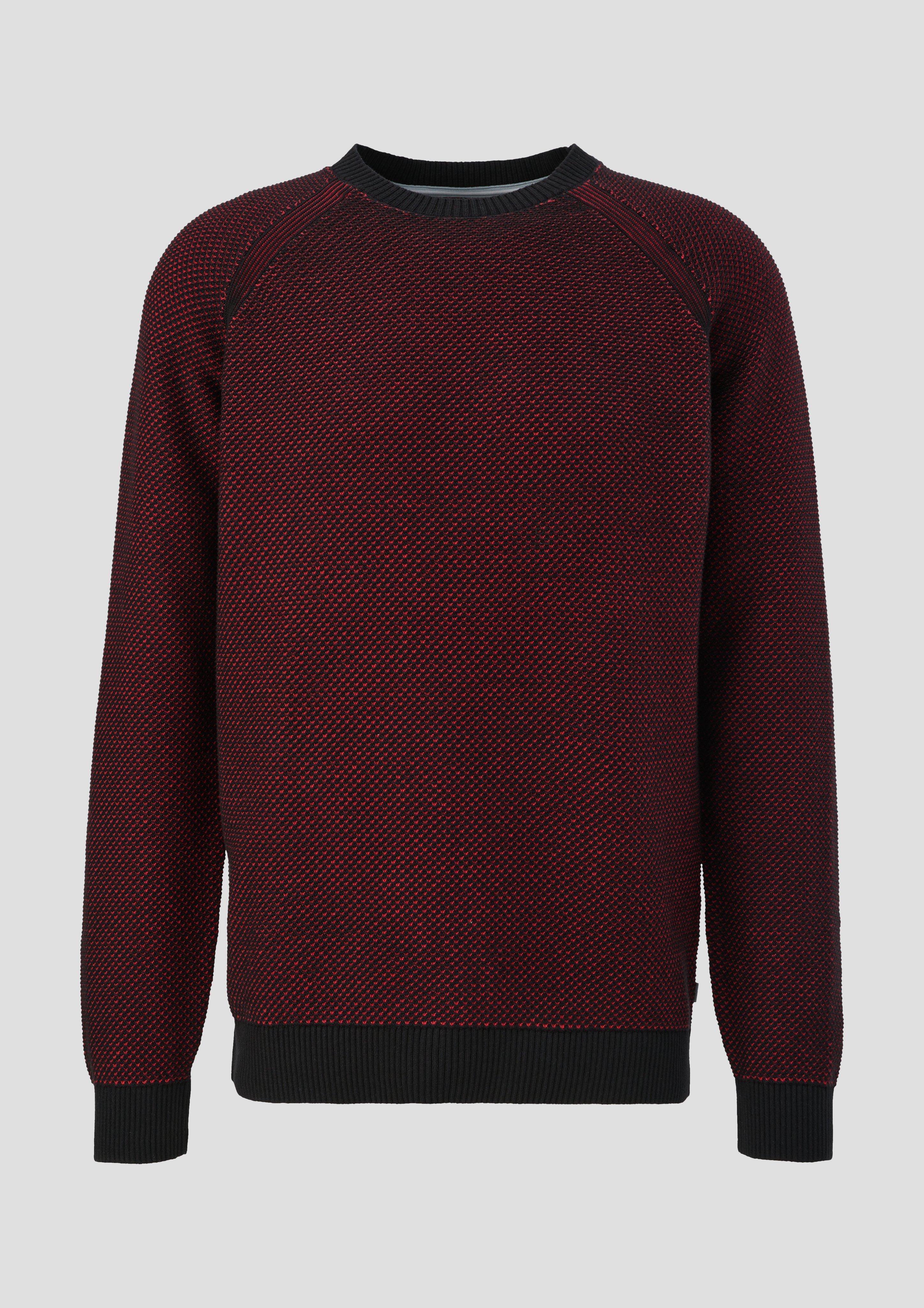 s.Oliver - Strickpullover mit Crew Neck, Herren, rot|schwarz