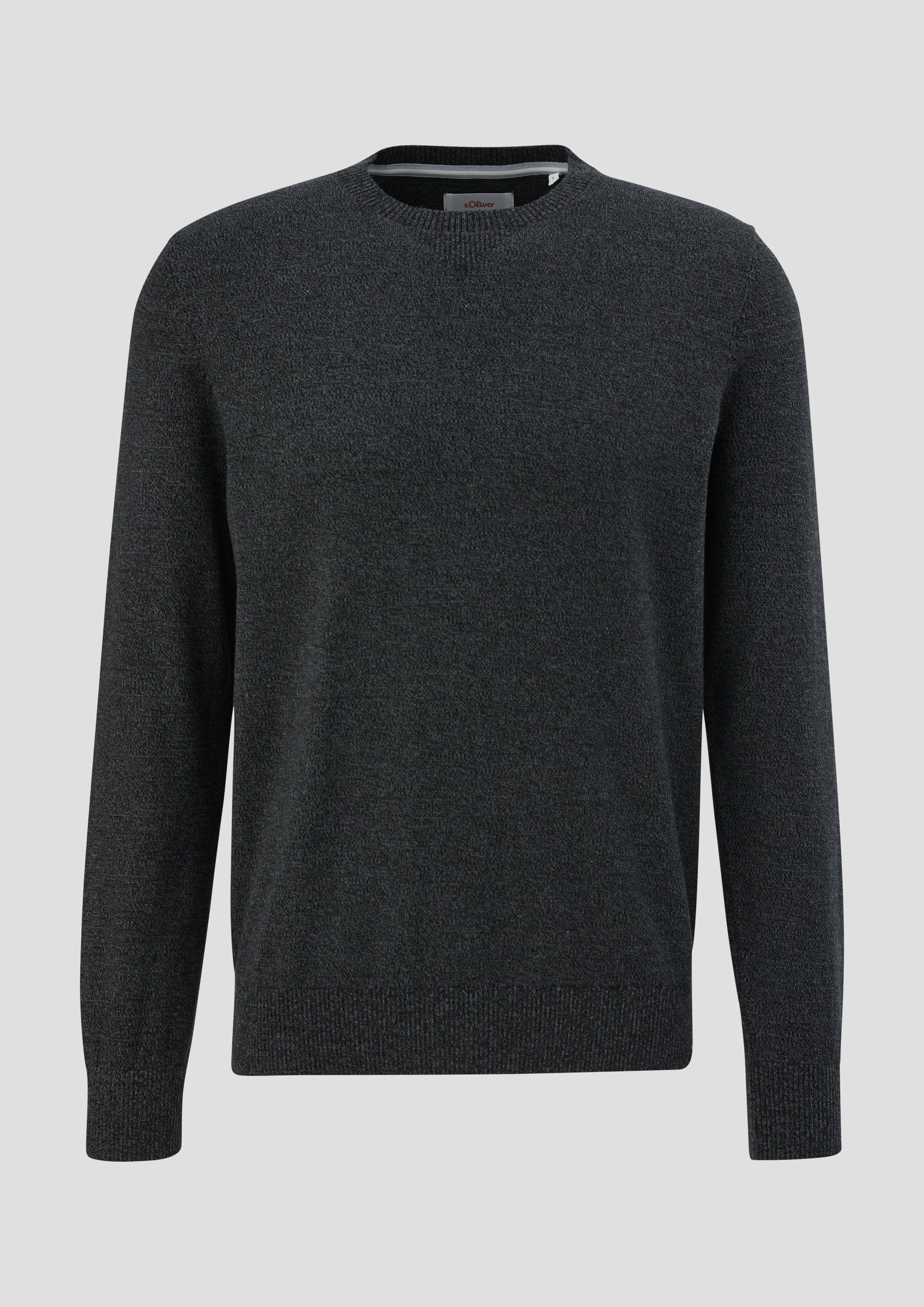 s.Oliver - Strickpullover aus Effektgarn, Herren, schwarz