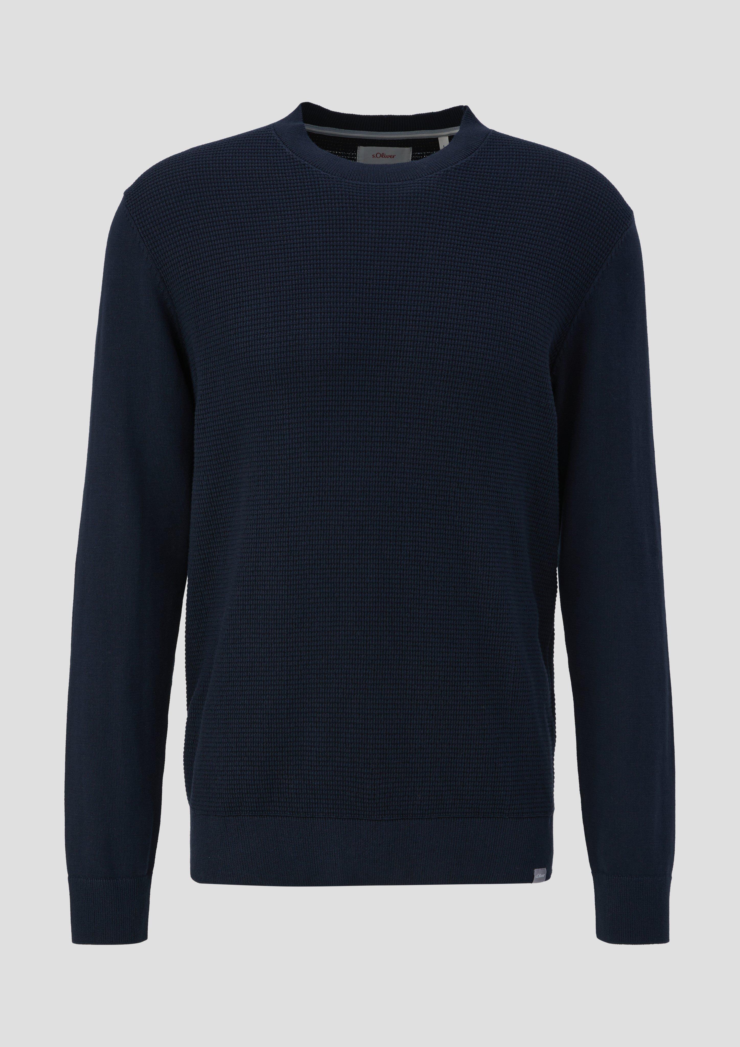 s.Oliver - Strickpullover mit Waffelpiqué-Muster, Herren, blau