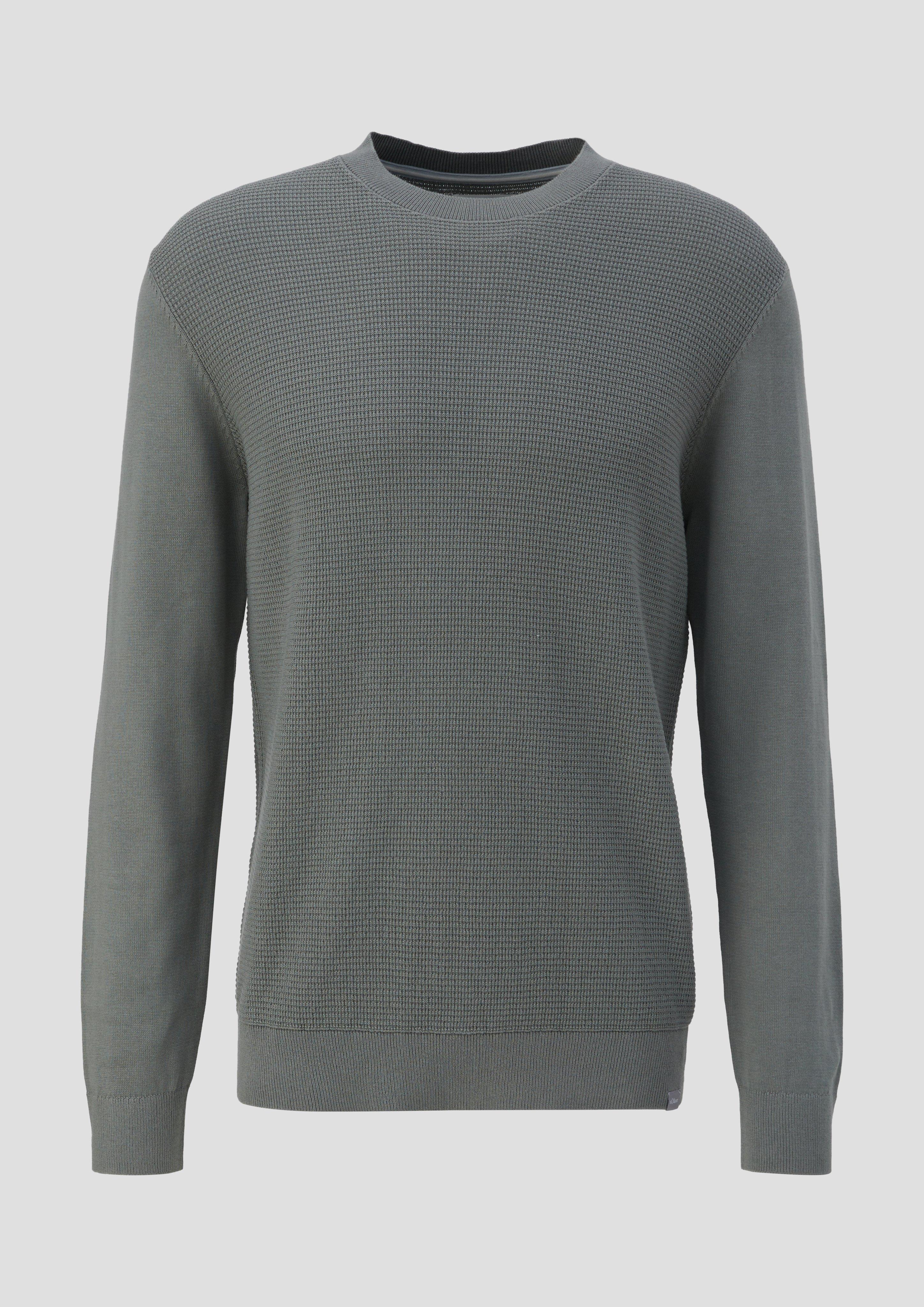 s.Oliver - Strickpullover mit Waffelpiqué-Muster, Herren, grau