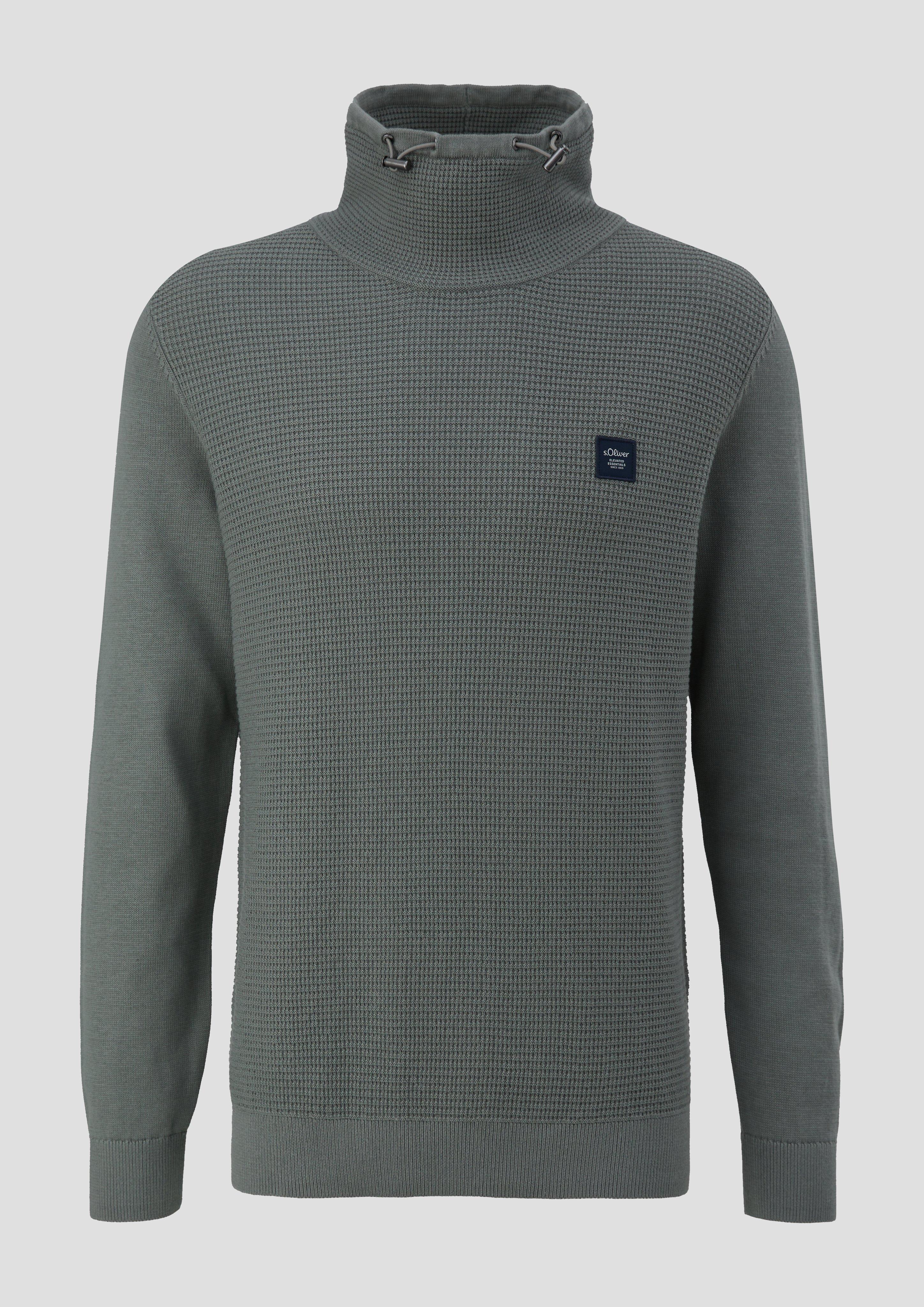 s.Oliver - Strickpullover mit Jersey-Ärmeln, Herren, grau