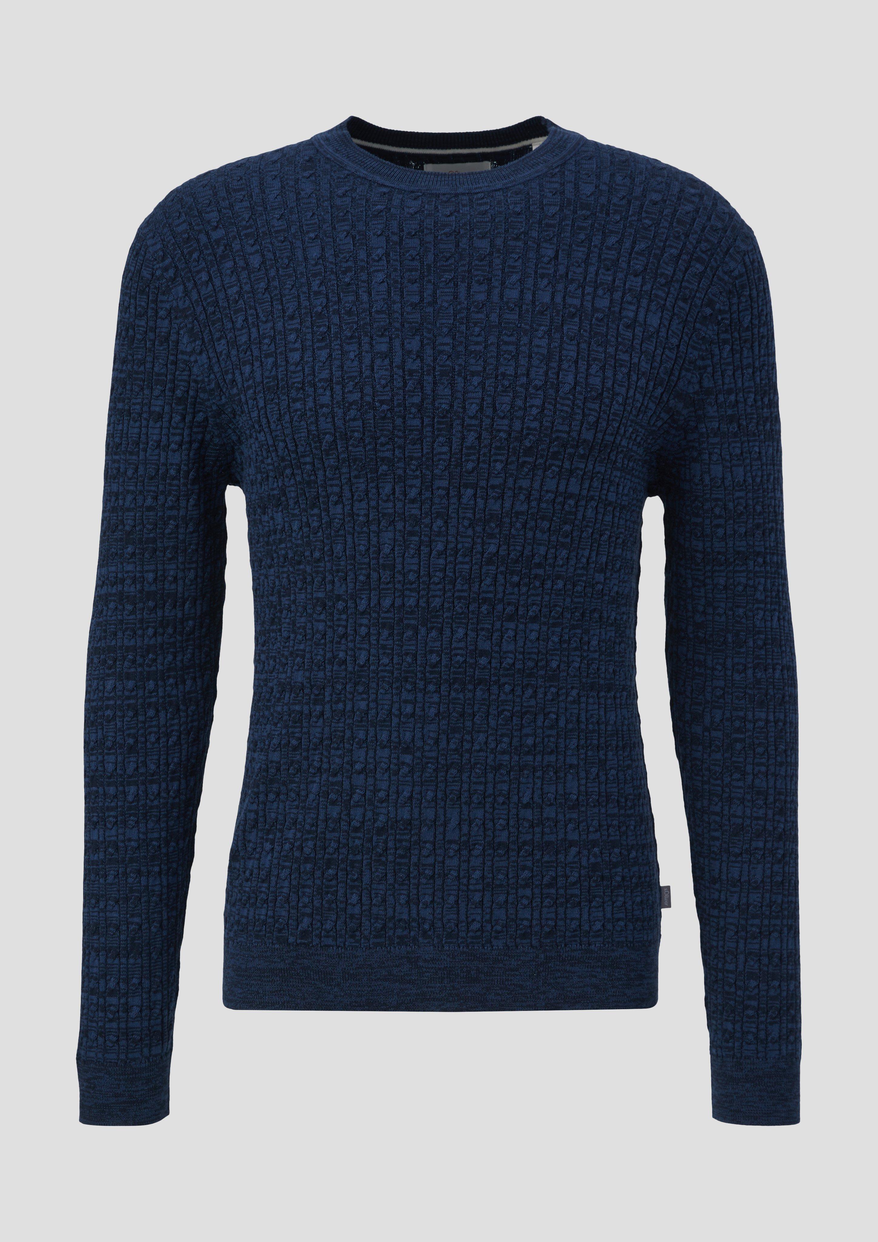 s.Oliver - Strickpullover mit Zopfmuster, Herren, blau