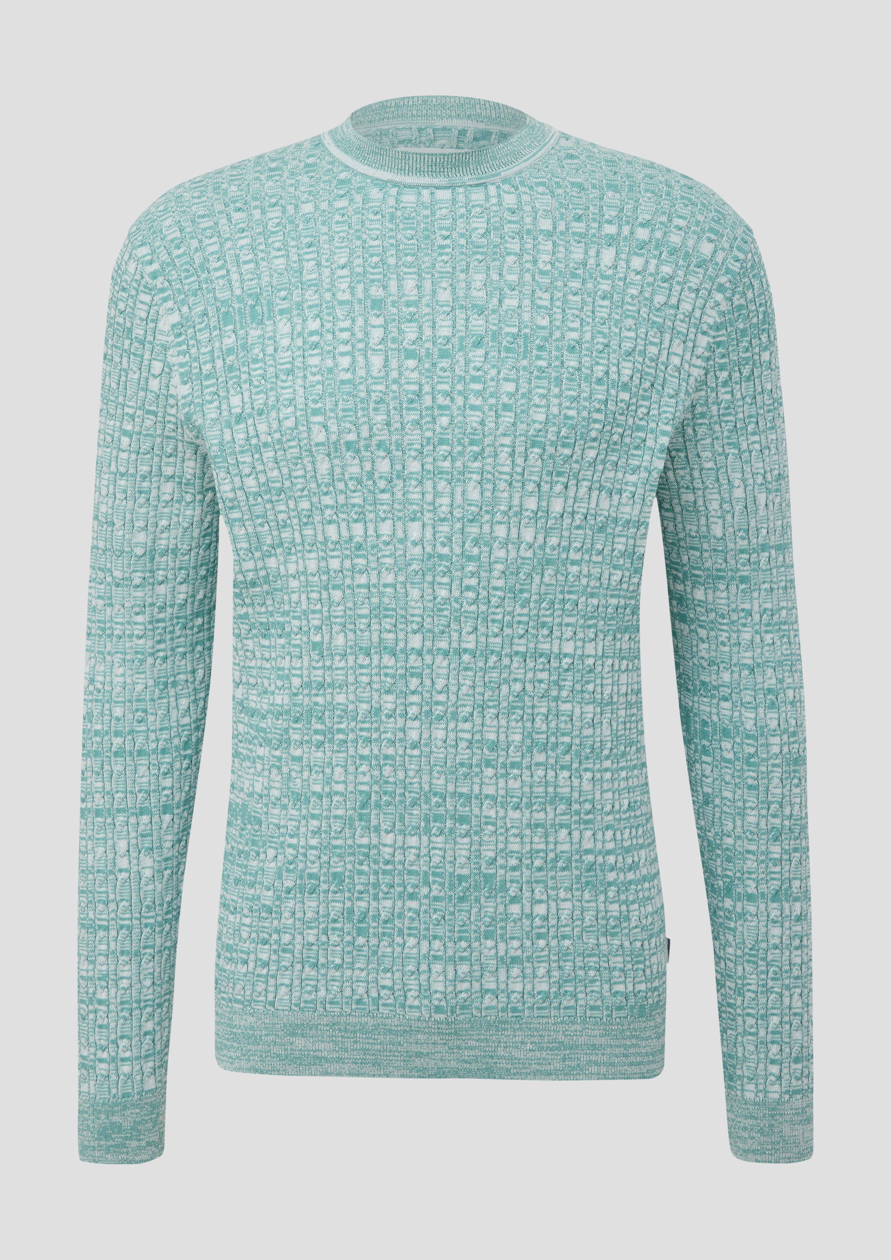 s.Oliver - Strickpullover mit Zopfmuster, Herren, Blau