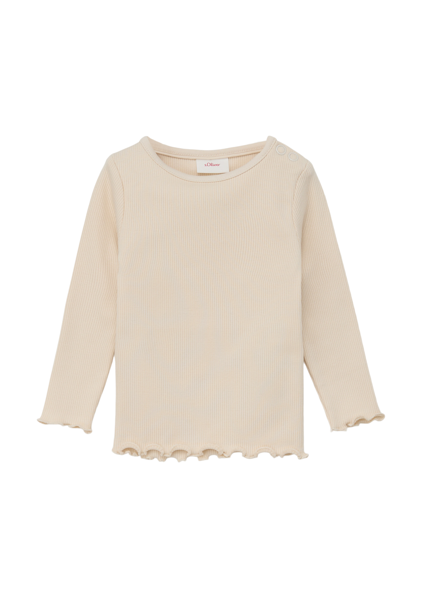 s.Oliver - Geripptes Longsleeve mit Bogenkante, Babys, Beige