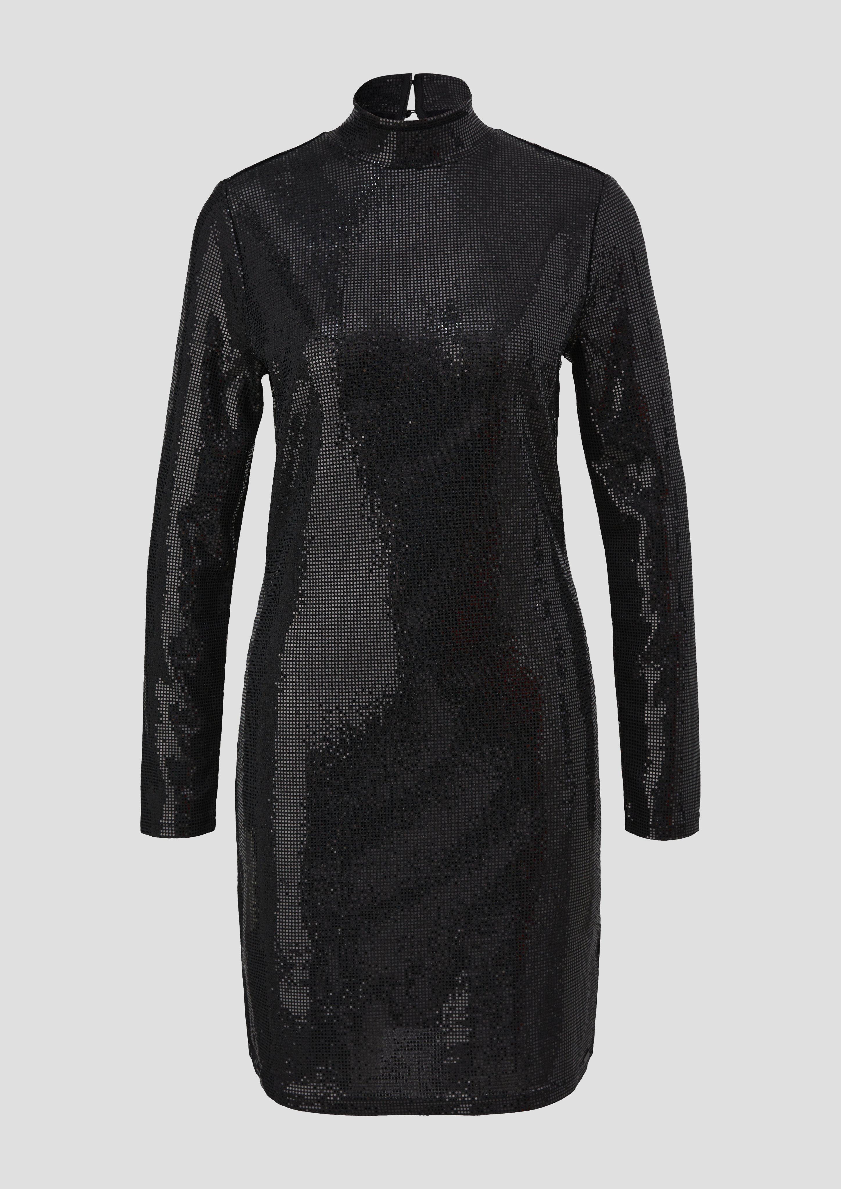 QS - Jerseykleid mit Pailletten, Damen, schwarz