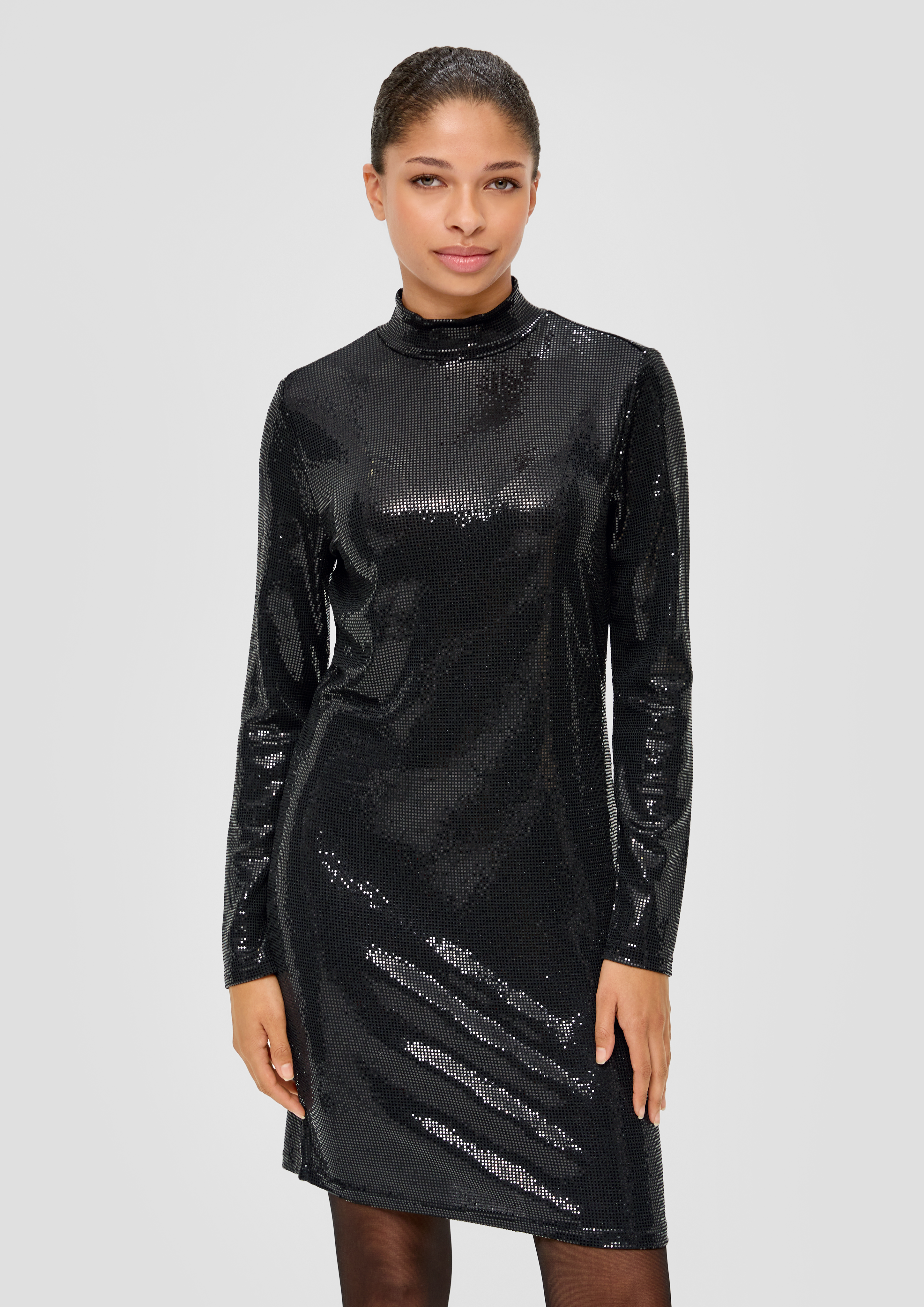 Black sequin hot sale turtleneck dress