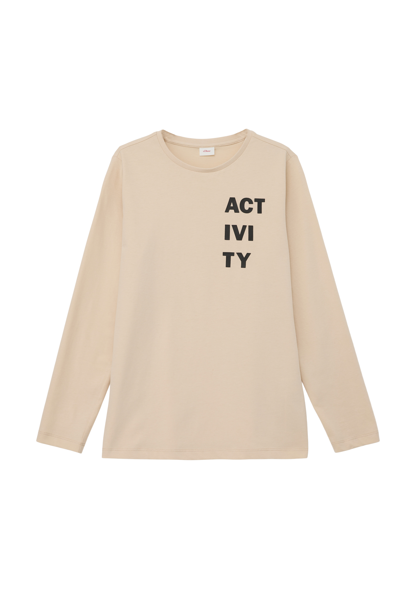 s.Oliver - Longsleeve mit Schriftprint, Jungen, Beige