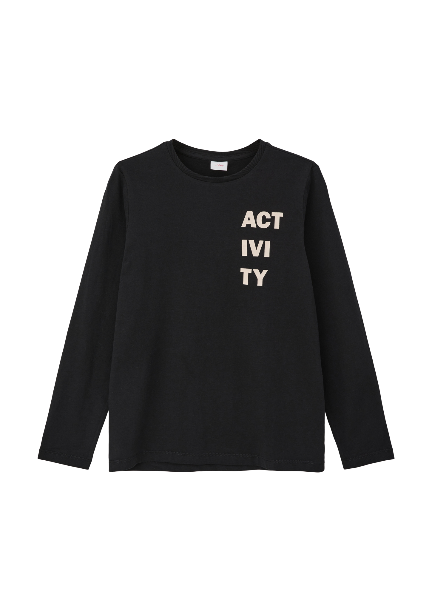 s.Oliver - Longsleeve mit Schriftprint, Jungen, schwarz