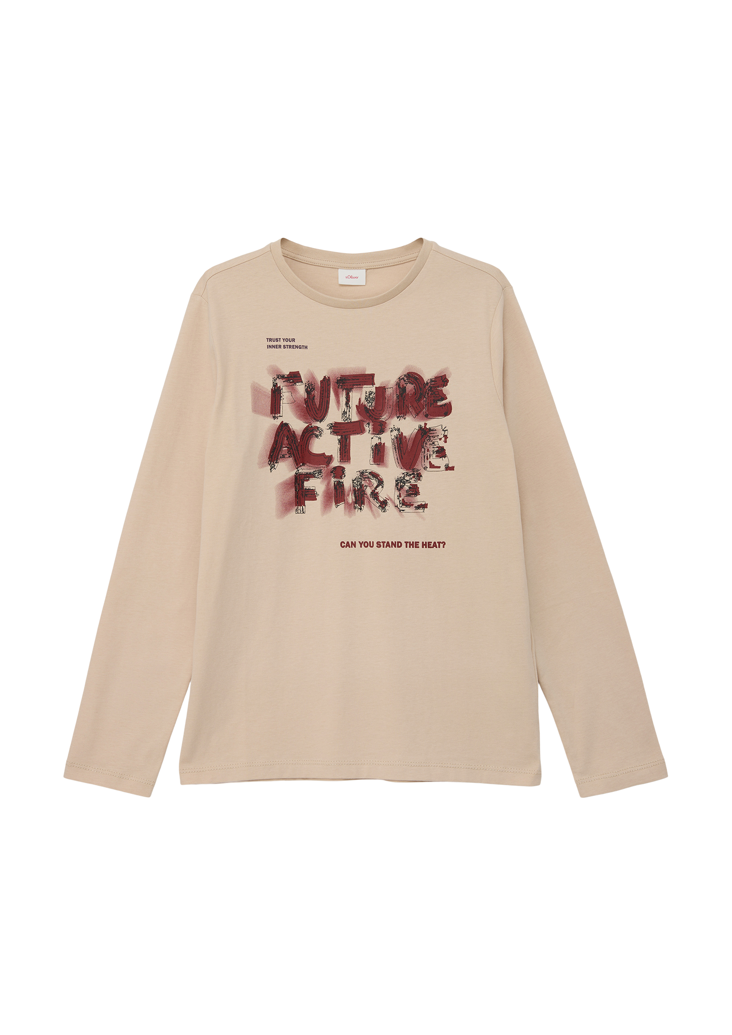 s.Oliver - Longsleeve mit Statement-Print, Jungen, Beige