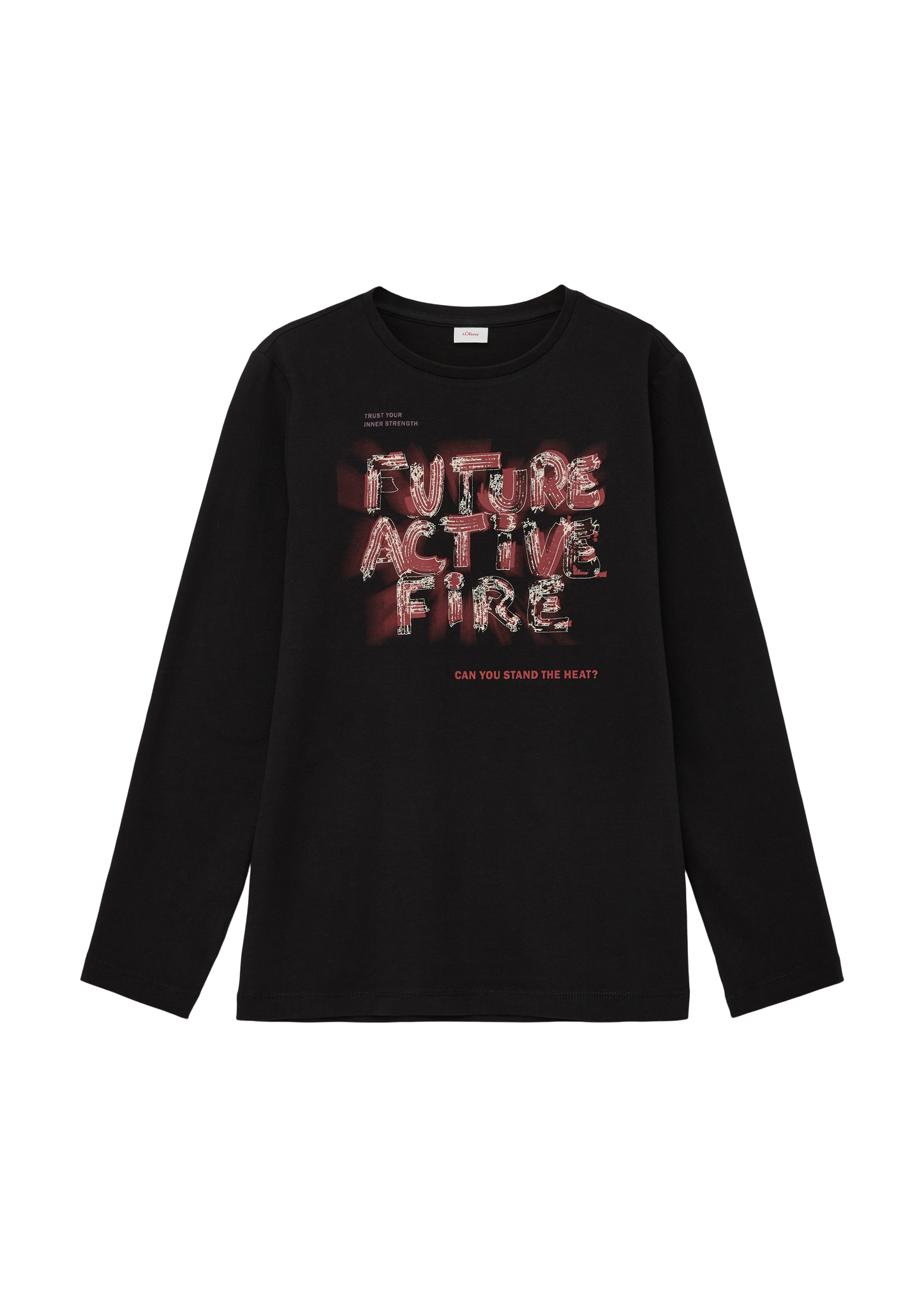 s.Oliver - Longsleeve mit Statement-Print, Jungen, schwarz