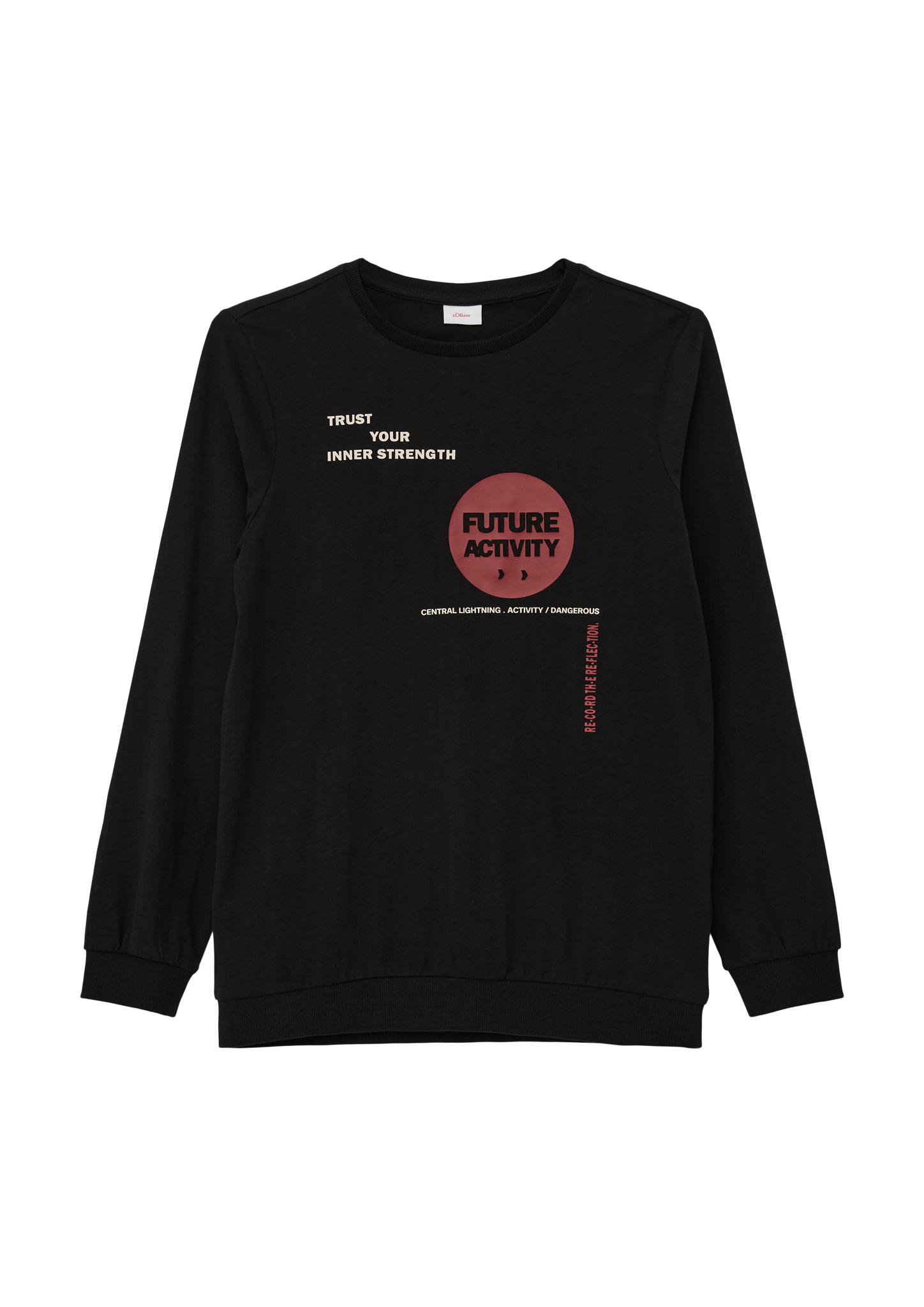 s.Oliver - Longsleeve mit gummiertem Frontprint, Jungen, schwarz