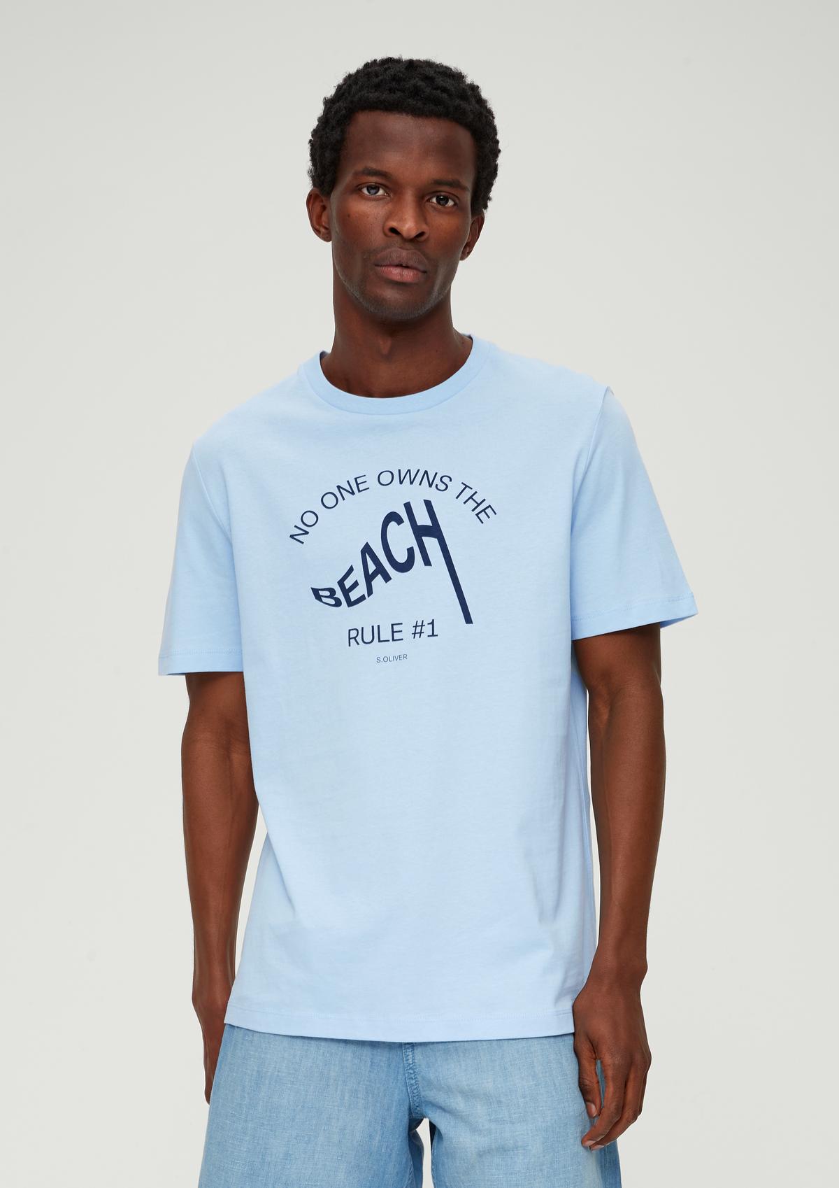 Printed T-shirt in stretch cotton - white