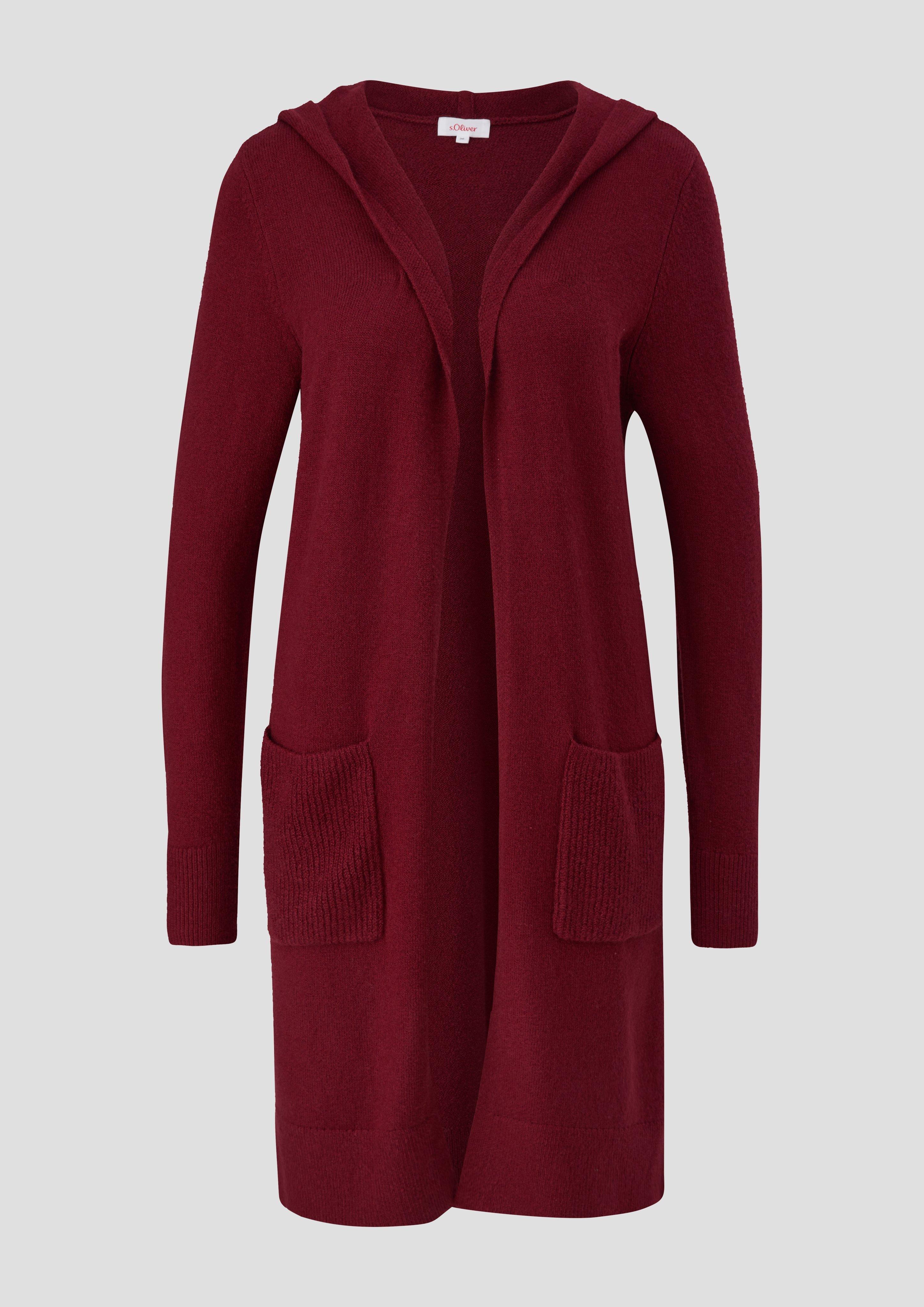 s.Oliver - Kapuzen-Cardigan mit Wolle, Damen, rot