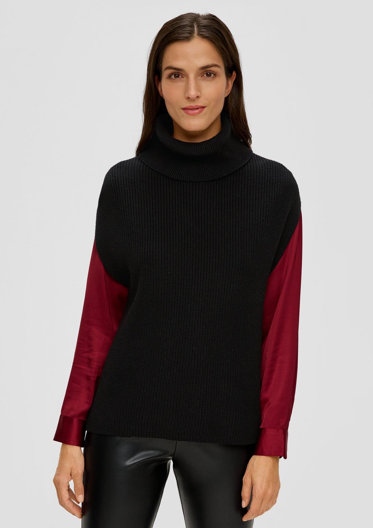 Sleeveless knitted jumper with a polo neck - graphit | s.Oliver