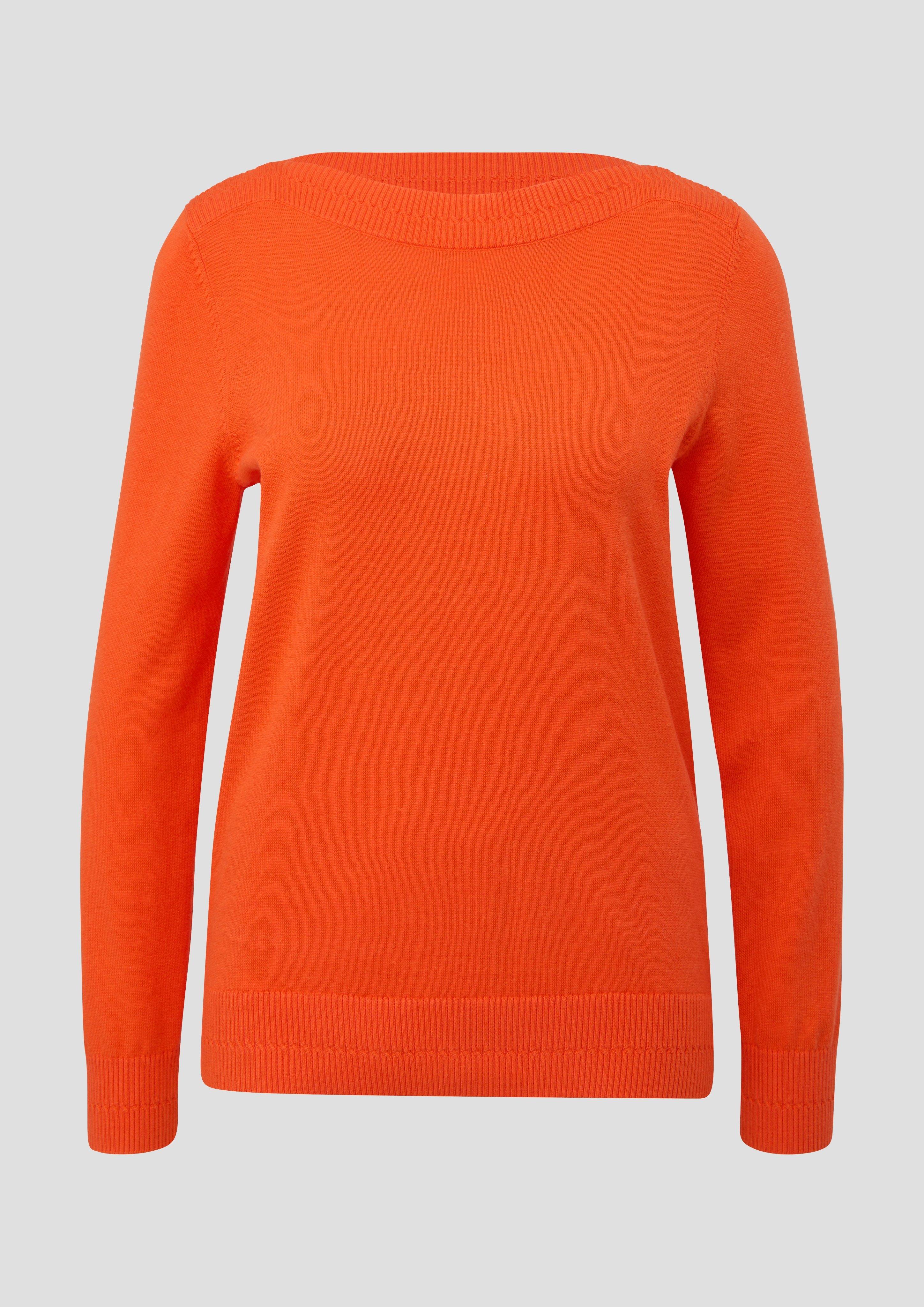 s.Oliver - Feinstrickpullover mit U-Boot-Ausschnitt, Damen, Orange