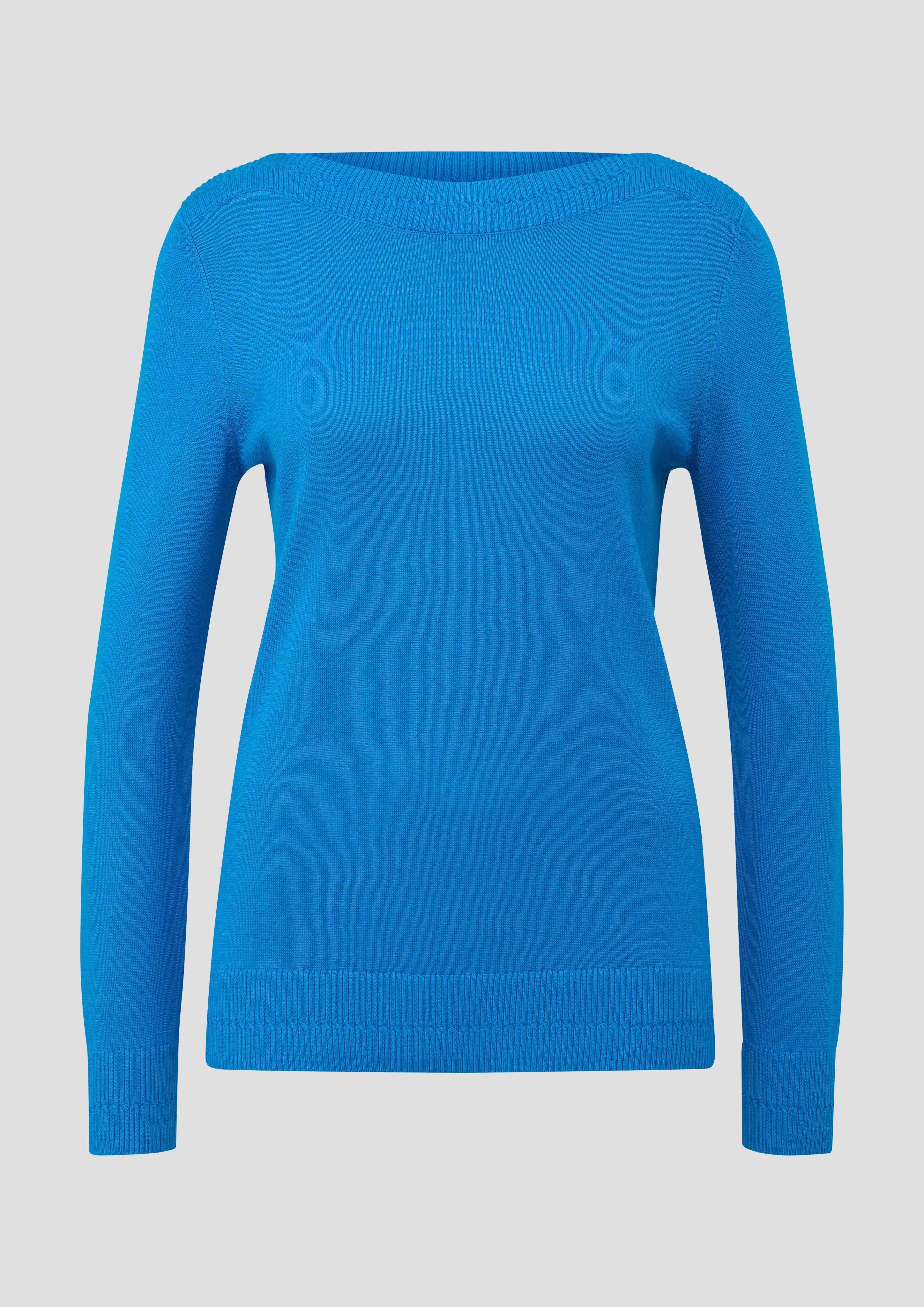 s.Oliver - Feinstrickpullover mit U-Boot-Ausschnitt, Damen, blau