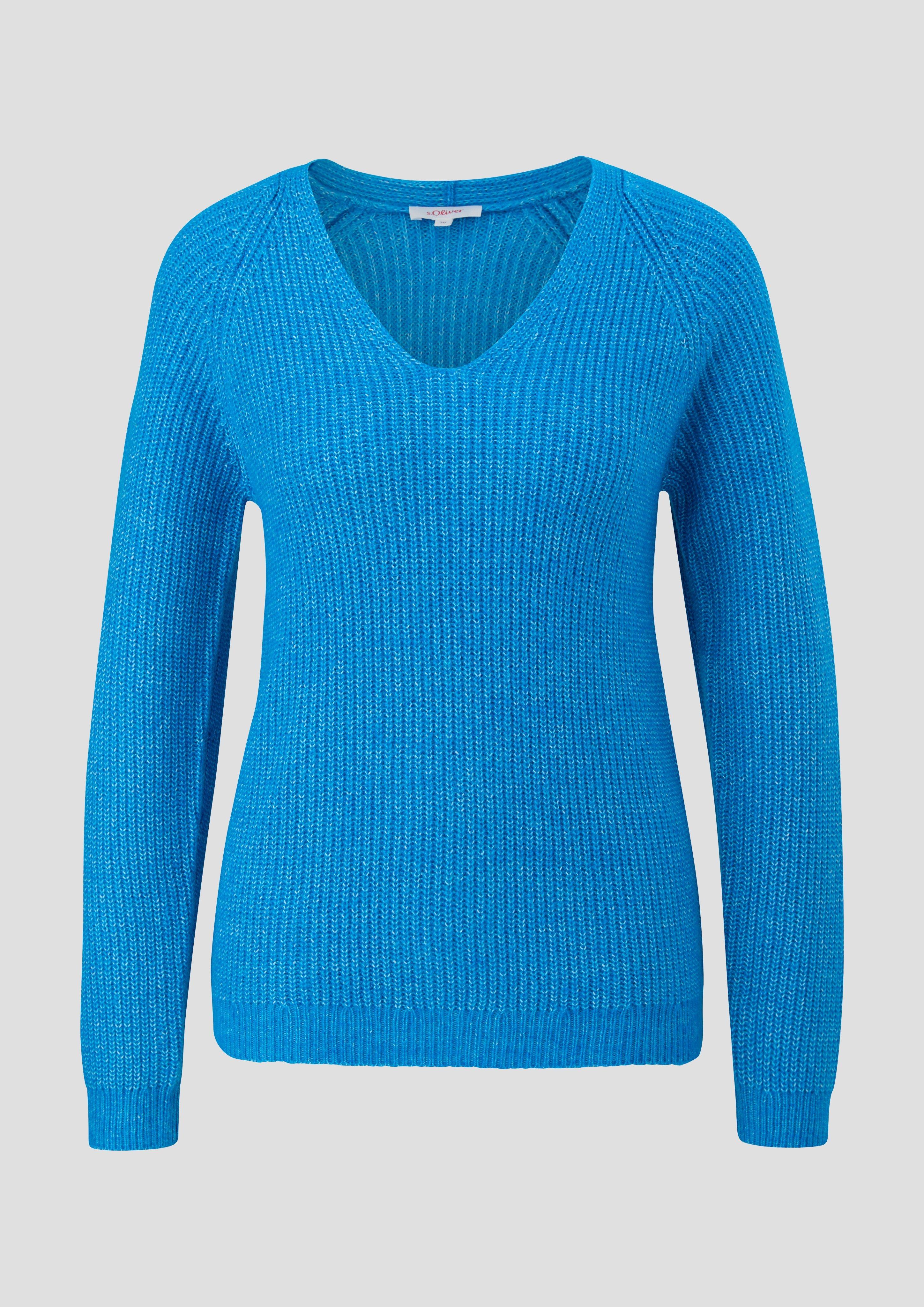 s.Oliver - Strickpullover mit Rippstruktur, Damen, blau