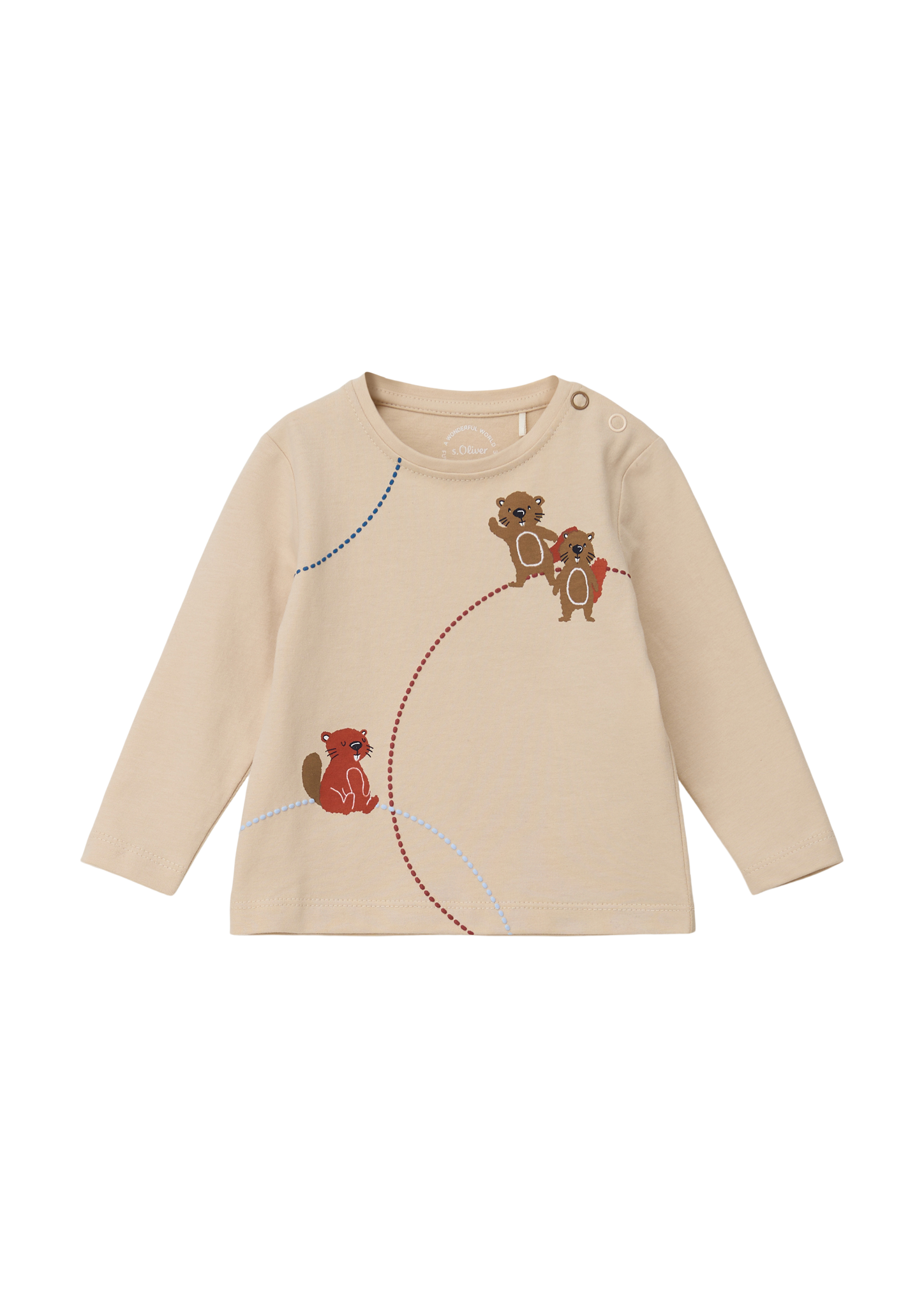 s.Oliver - Longsleeve mit Frontprint, Babys, Beige