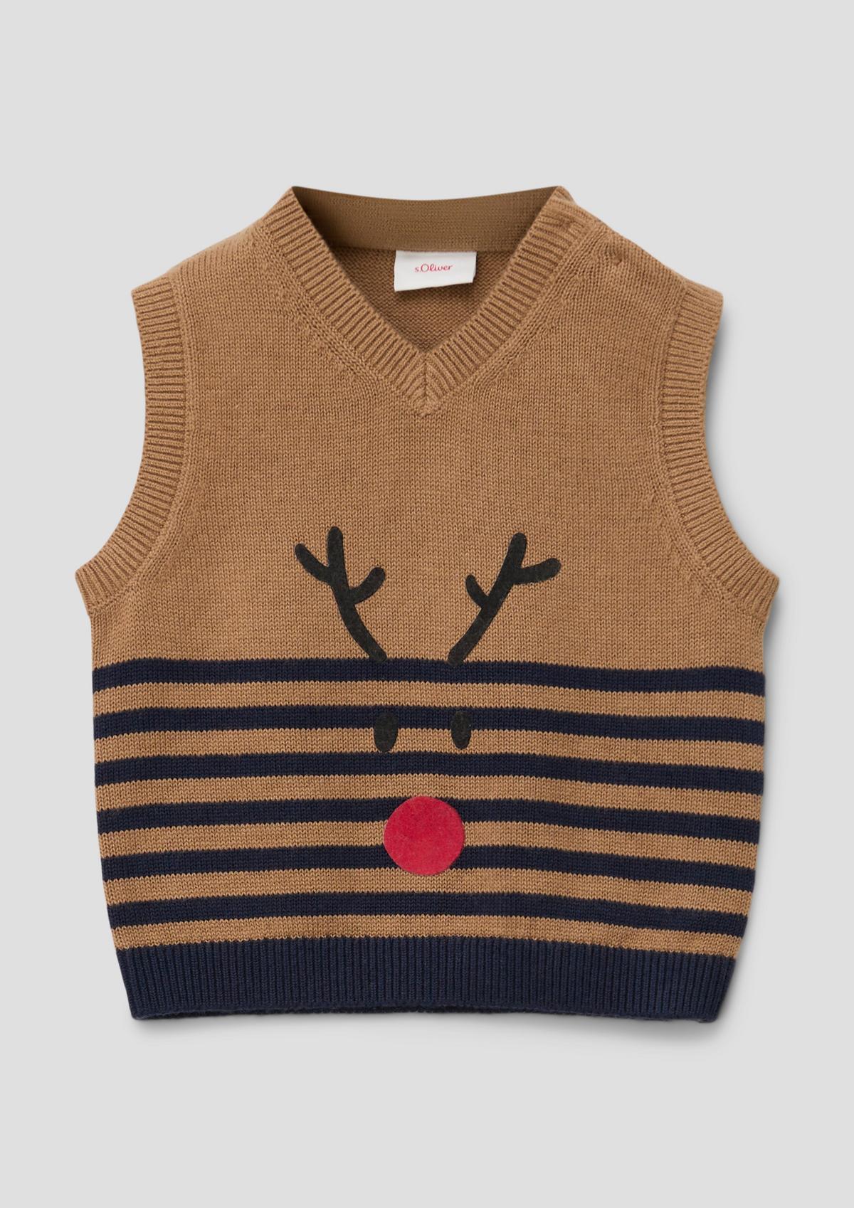 s.Oliver Sleeveless knitted jumper with reindeer motif