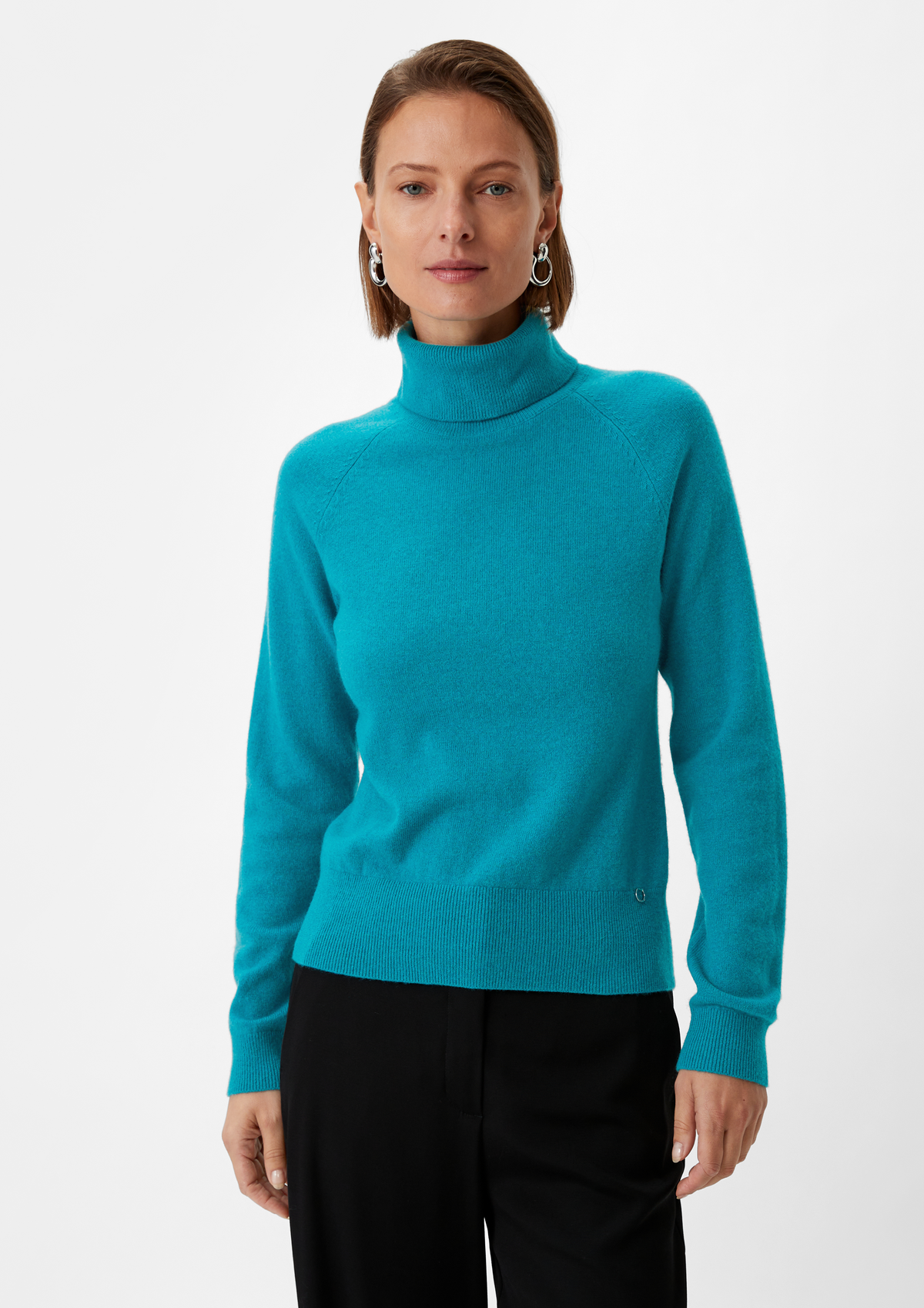 Oui Women's Soft Wool Blend Jumper In Camel And Blue Stripes 86105 Col 0795