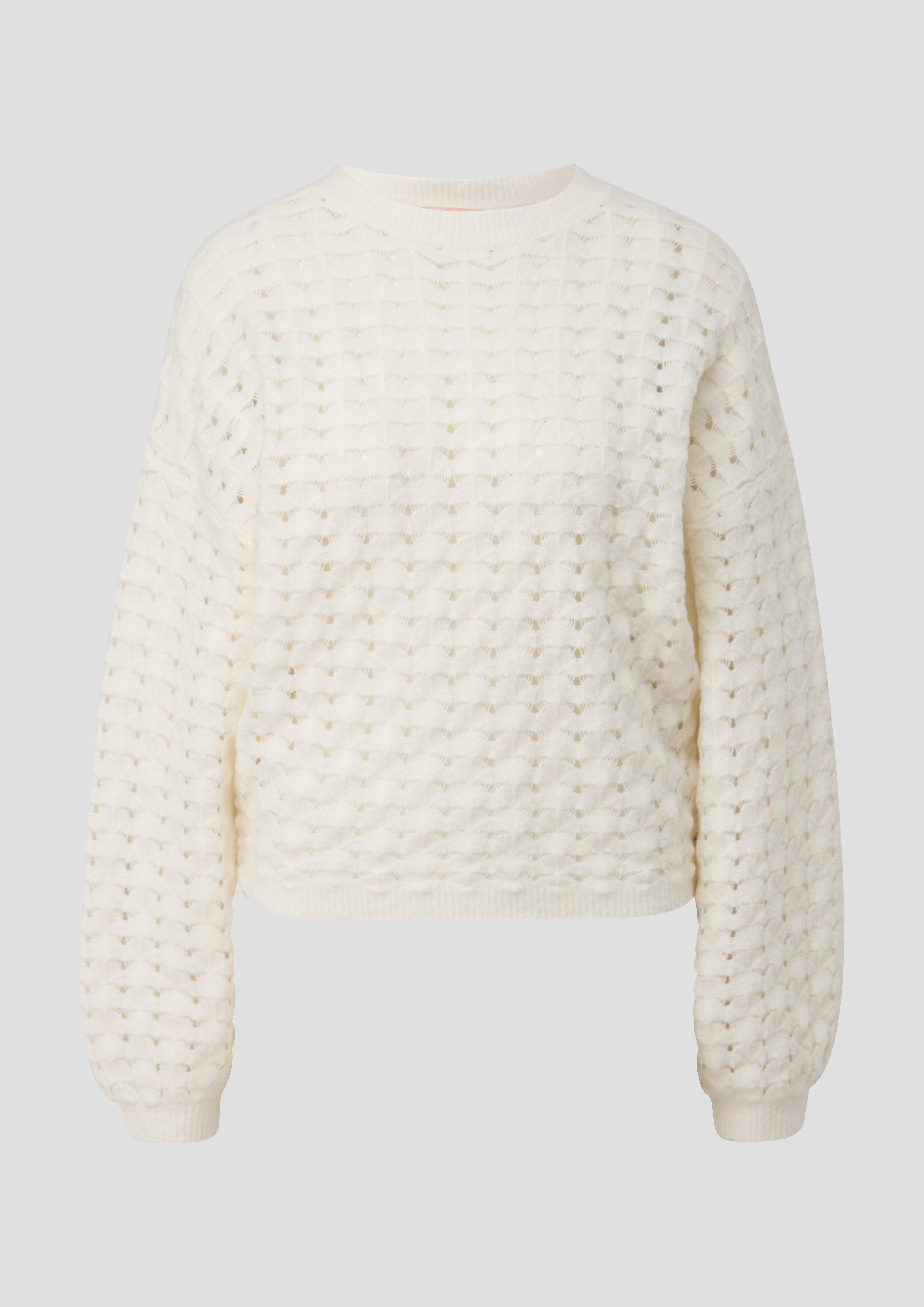 QS - Strickpullover aus Baumwollmix, Damen, creme