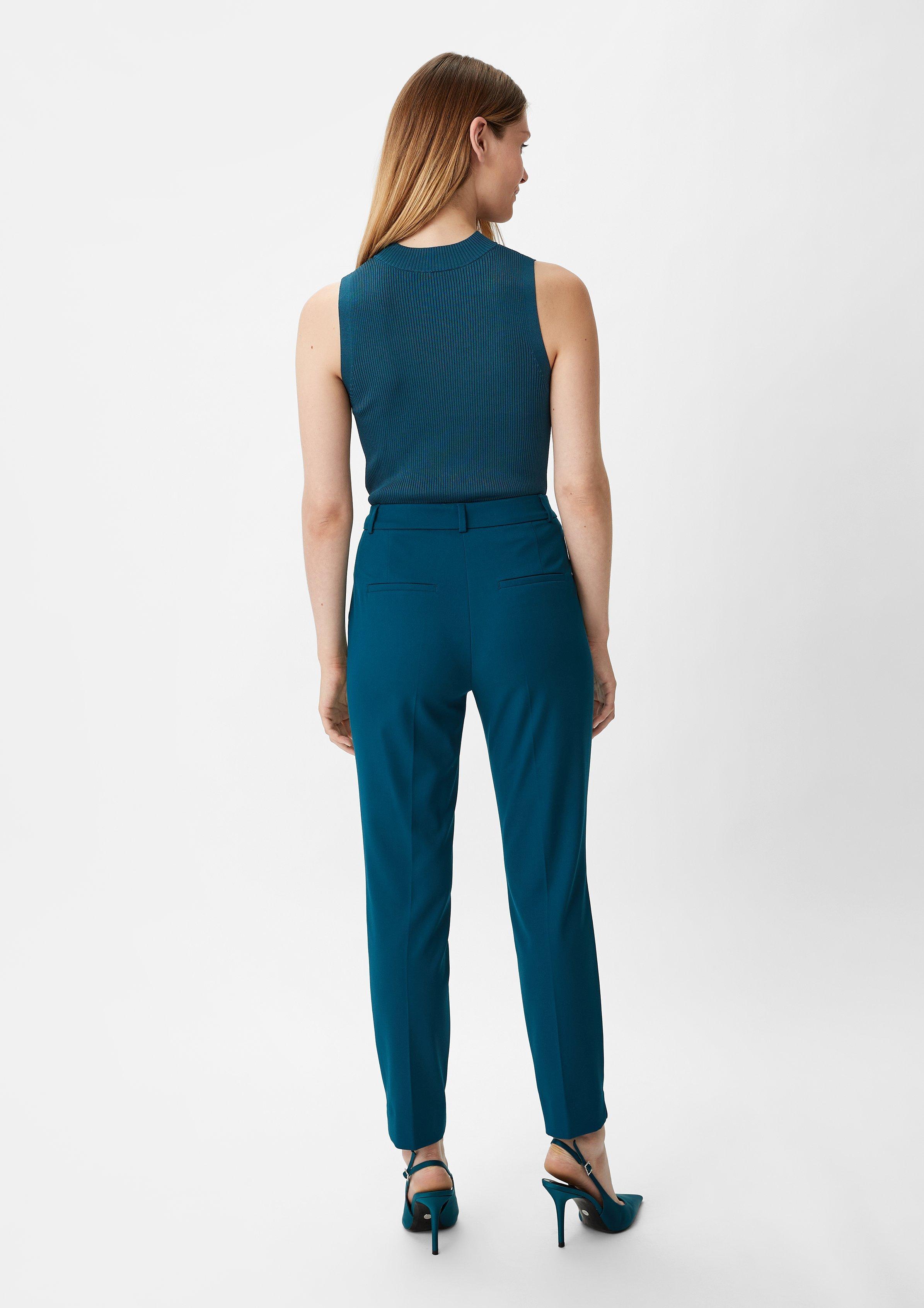 Knitted top with a ribbed texture - dark turquoise | Comma Knitted top with a ribbed texture - dark turquoise | Comma