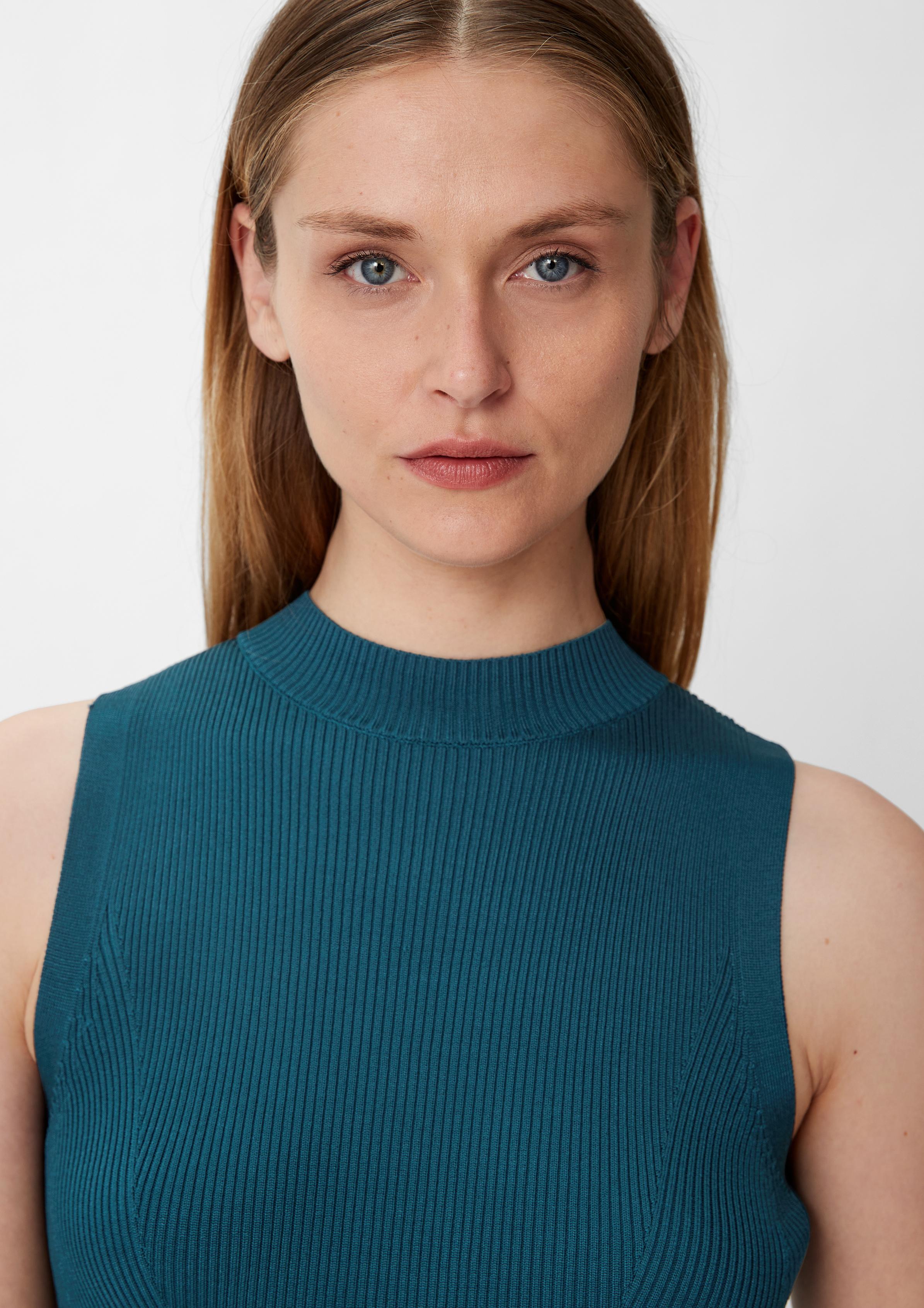 Knitted top with a ribbed texture - dark turquoise | Comma Knitted top with a ribbed texture - dark turquoise | Comma
