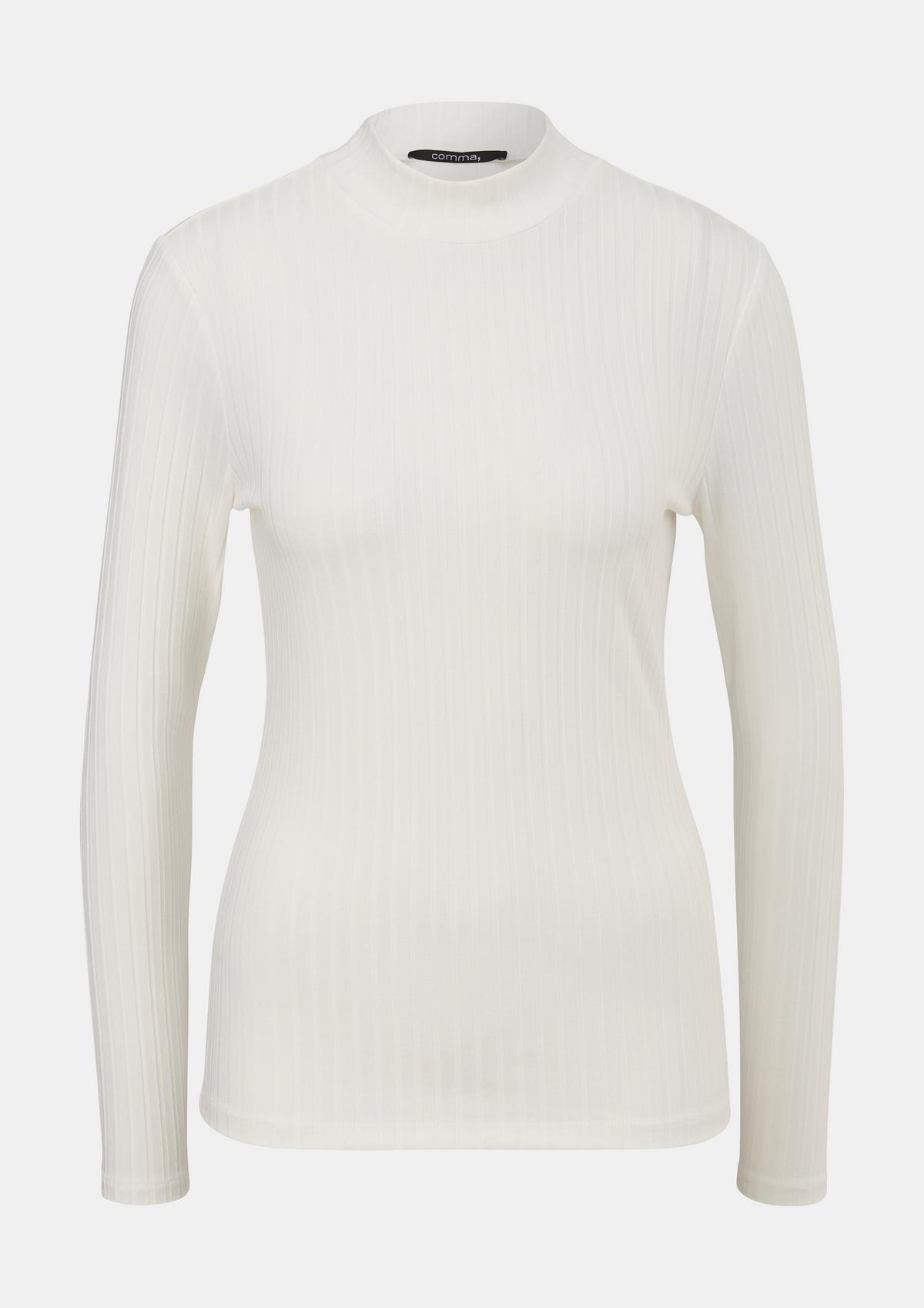 Long sleeve top with a ribbed texture - white
