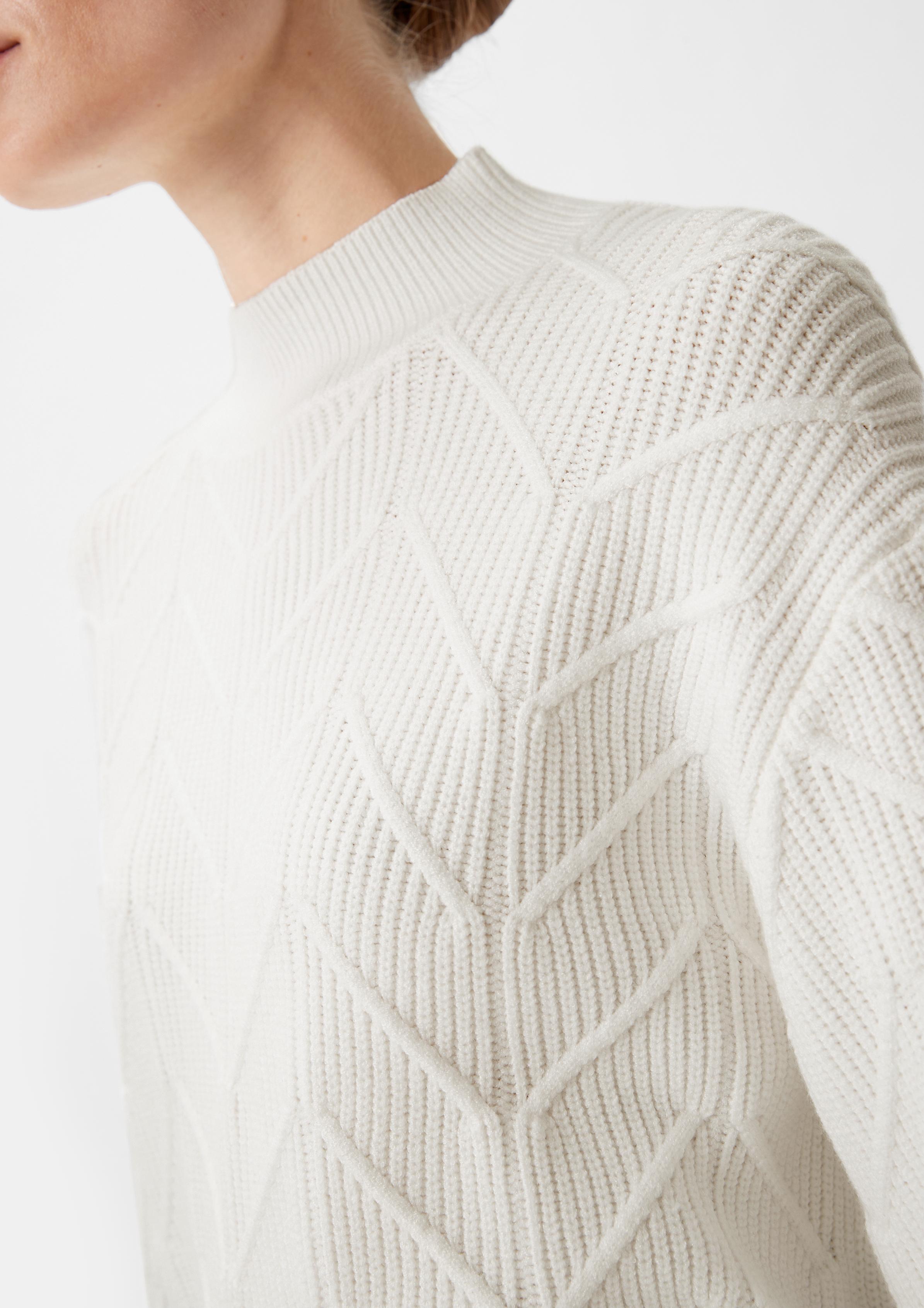 Soft jumper with a knit pattern - white | Comma Soft jumper with a knit pattern - white | Comma