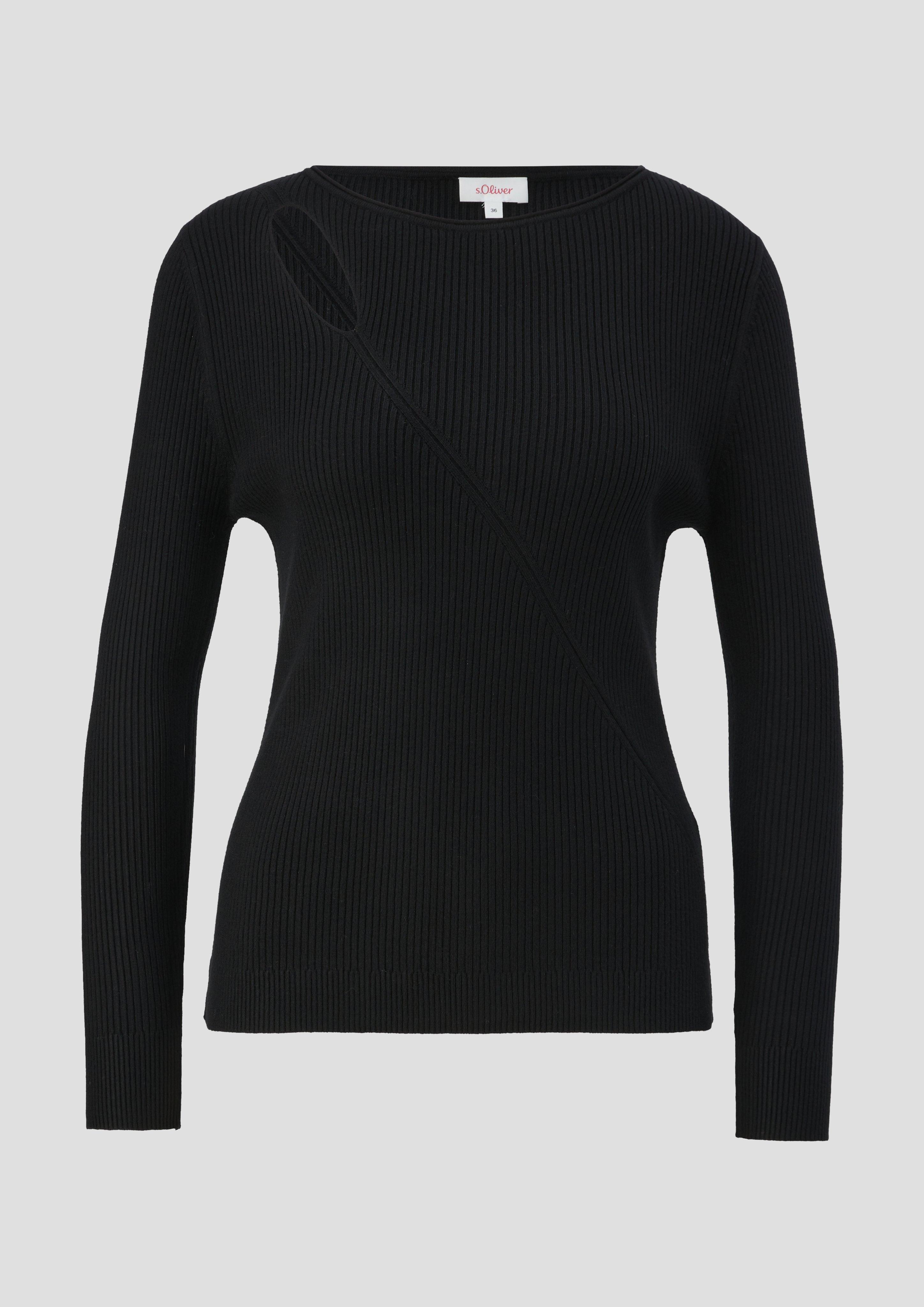 s.Oliver - Strickpullover aus Viskosestretch, Damen, schwarz