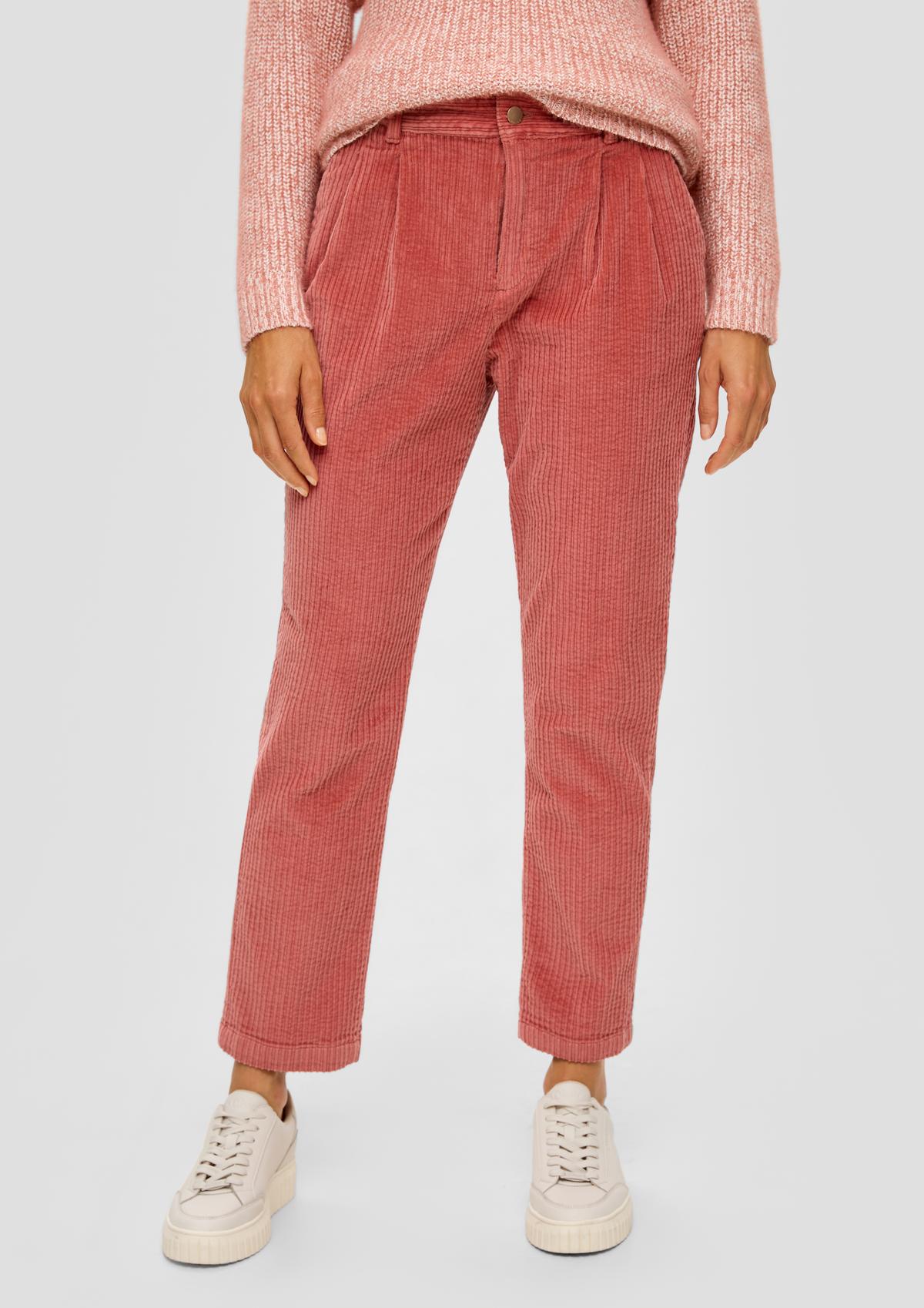 s.Oliver Regular fit: corduroy trousers with waist pleats