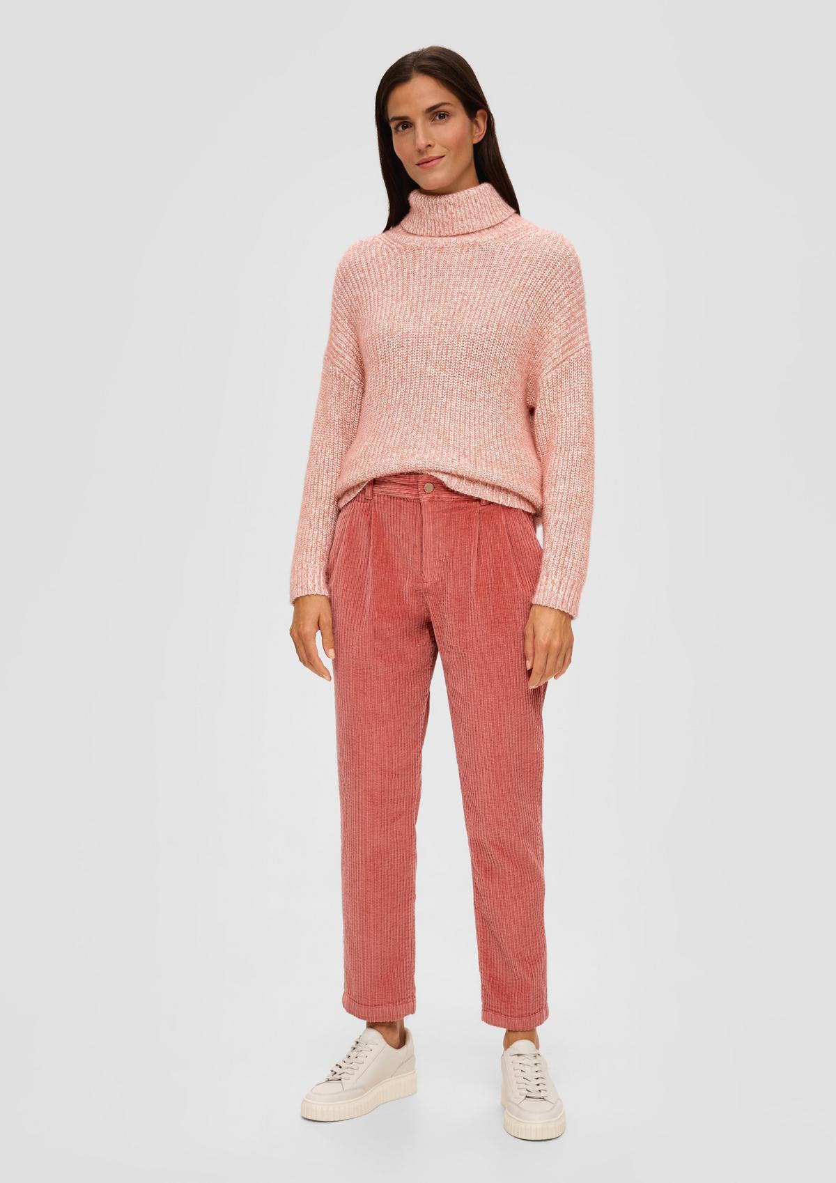 s.Oliver Regular fit: corduroy trousers with waist pleats