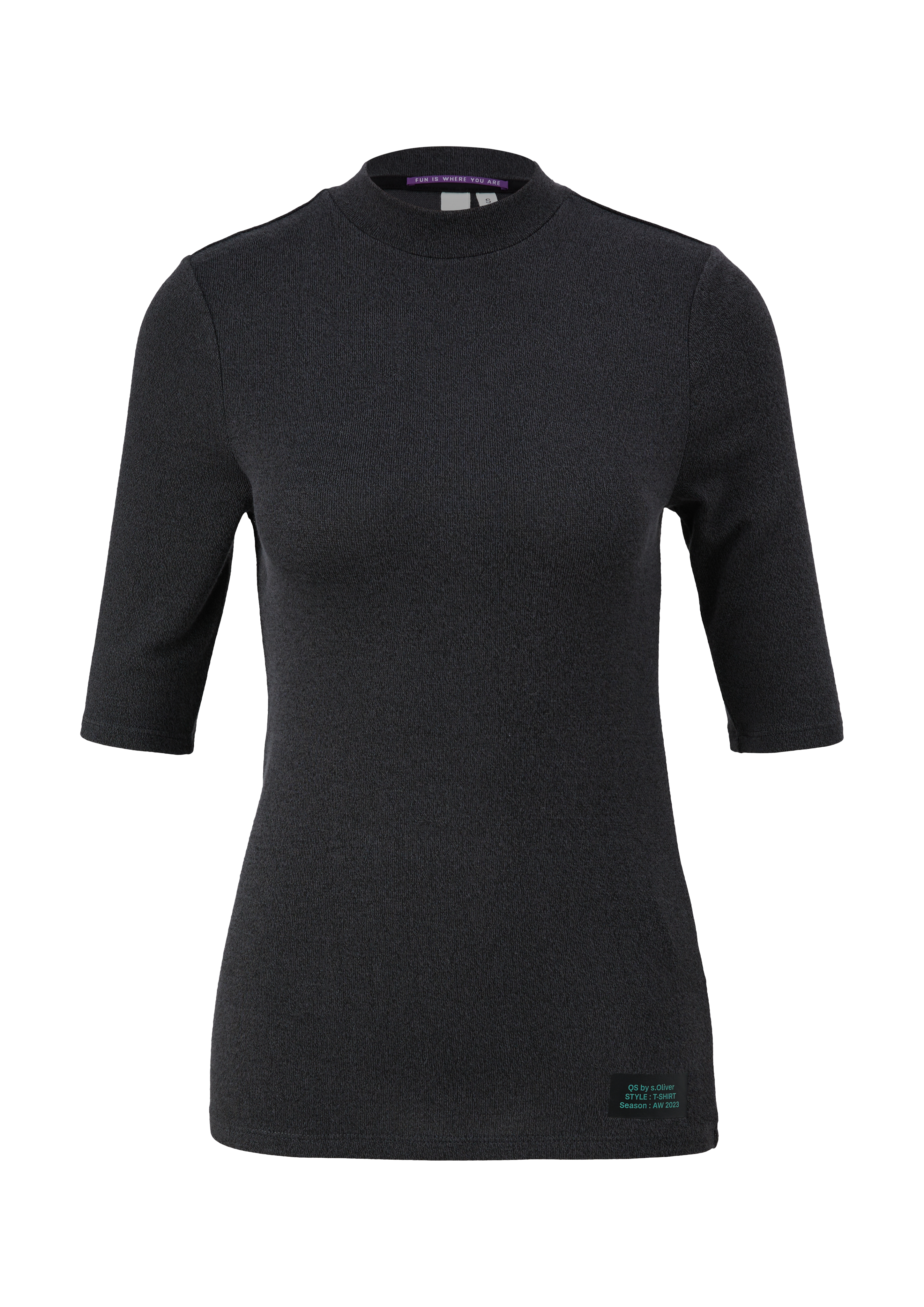 QS - T-Shirt aus Viskosestretch, Damen, schwarz