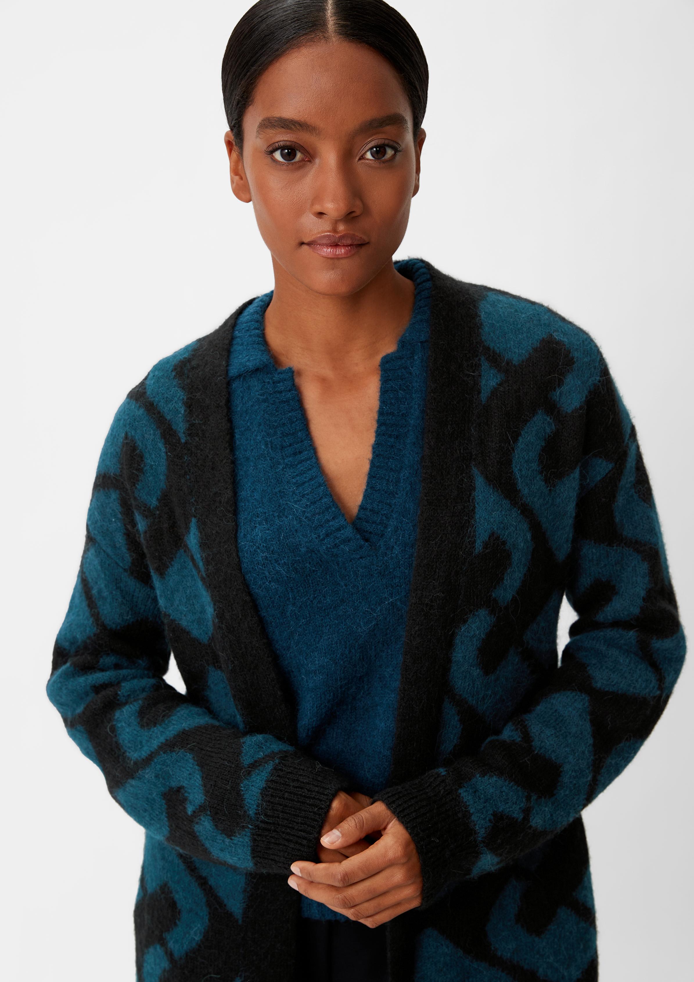 Cardigan in an alpaca blend with wool - dark turquoise | Comma Cardigan in an alpaca blend with wool - dark turquoise | Comma