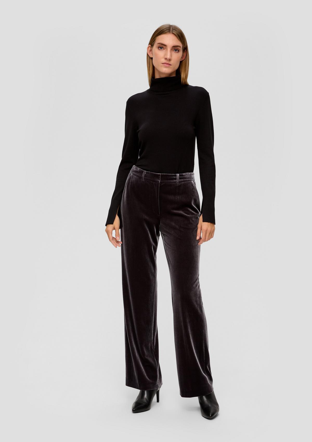 Wide-leg velvet trousers Black / Gray