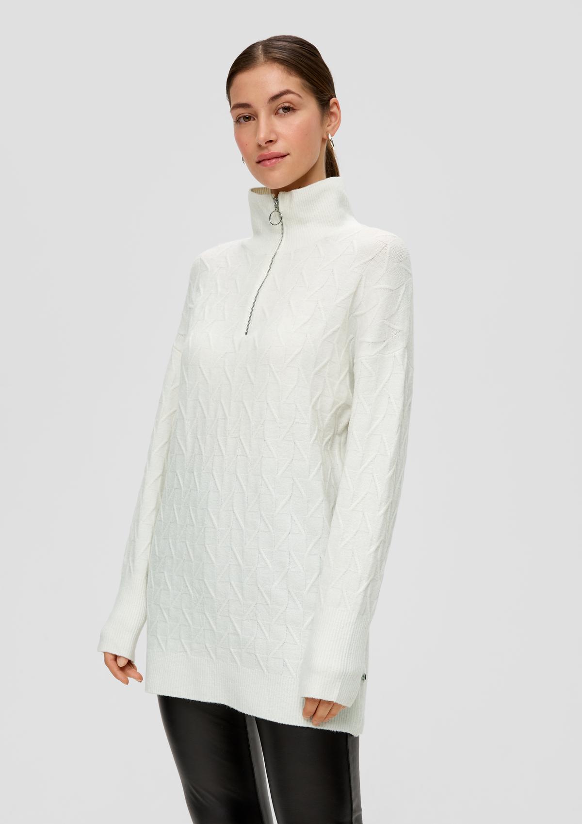 s.Oliver Long half-zip jumper with a knitted pattern