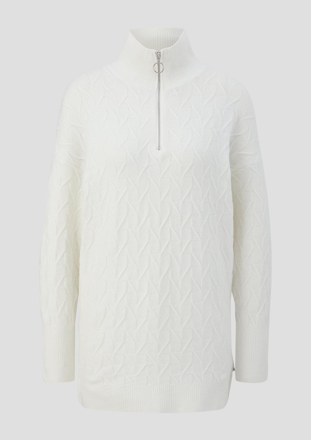 s.Oliver Long half-zip jumper with a knitted pattern