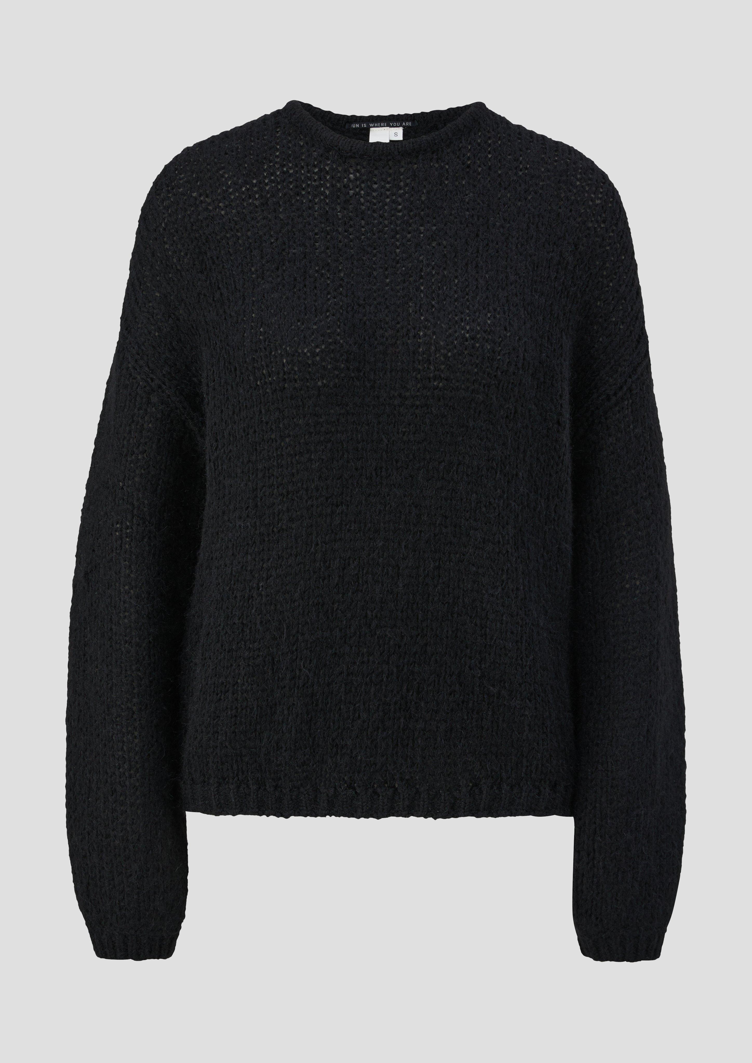 QS - Locker gestrickter Pullover, Damen, schwarz