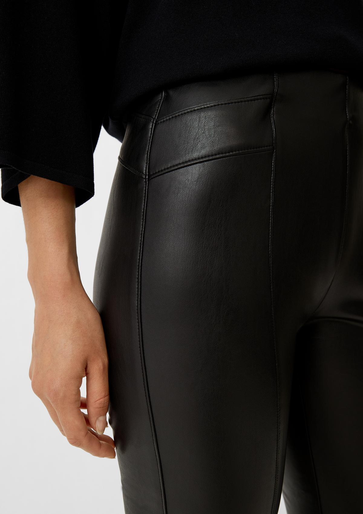 Slim: Hose aus Lederimitat - schwarz | Comma | Kunstlederhosen