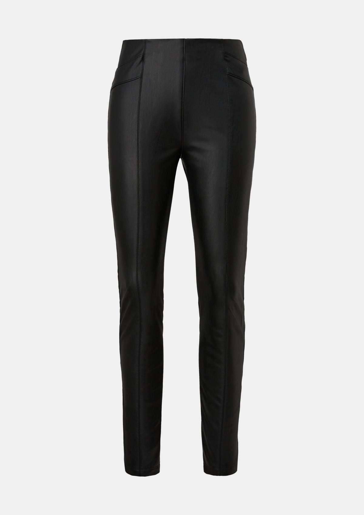 Slim fit: faux leather trousers - black | Comma