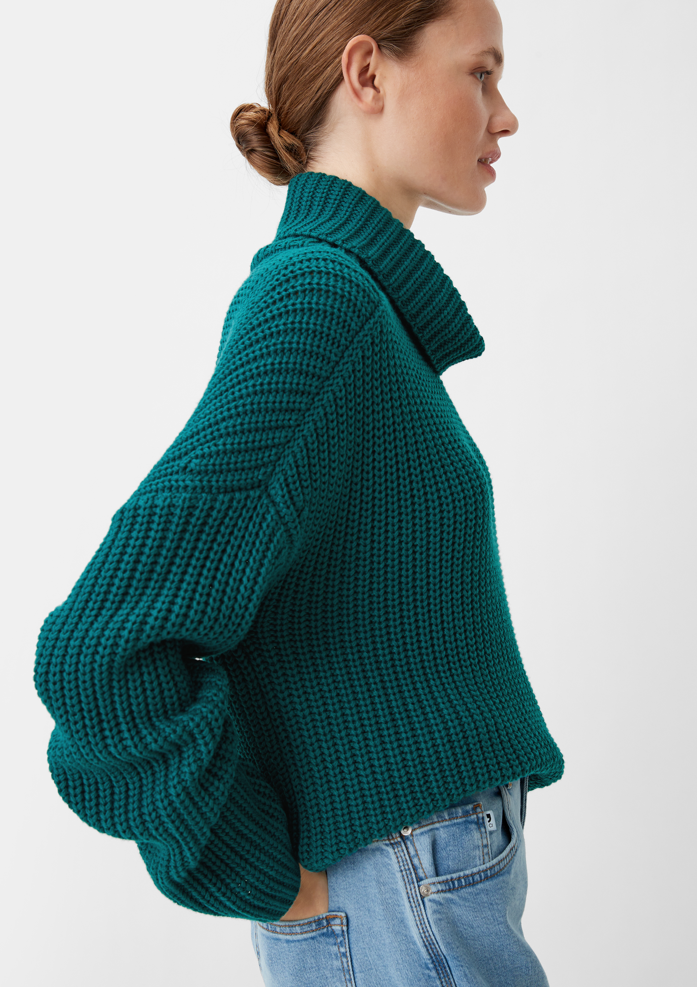 Loose-fitting knitted | polo - jumper Comma neck petrol a with