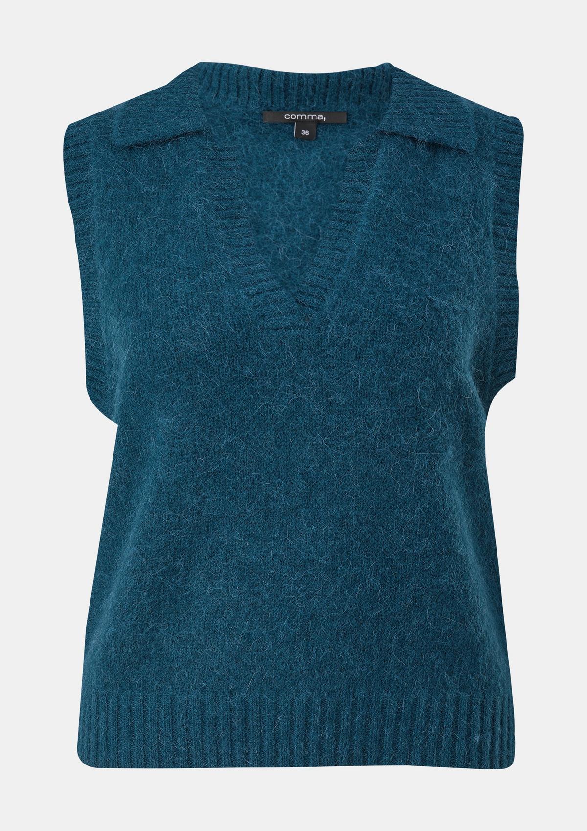 Sleeveless knitted jumper in an alpaca blend - dark turquoise | Comma