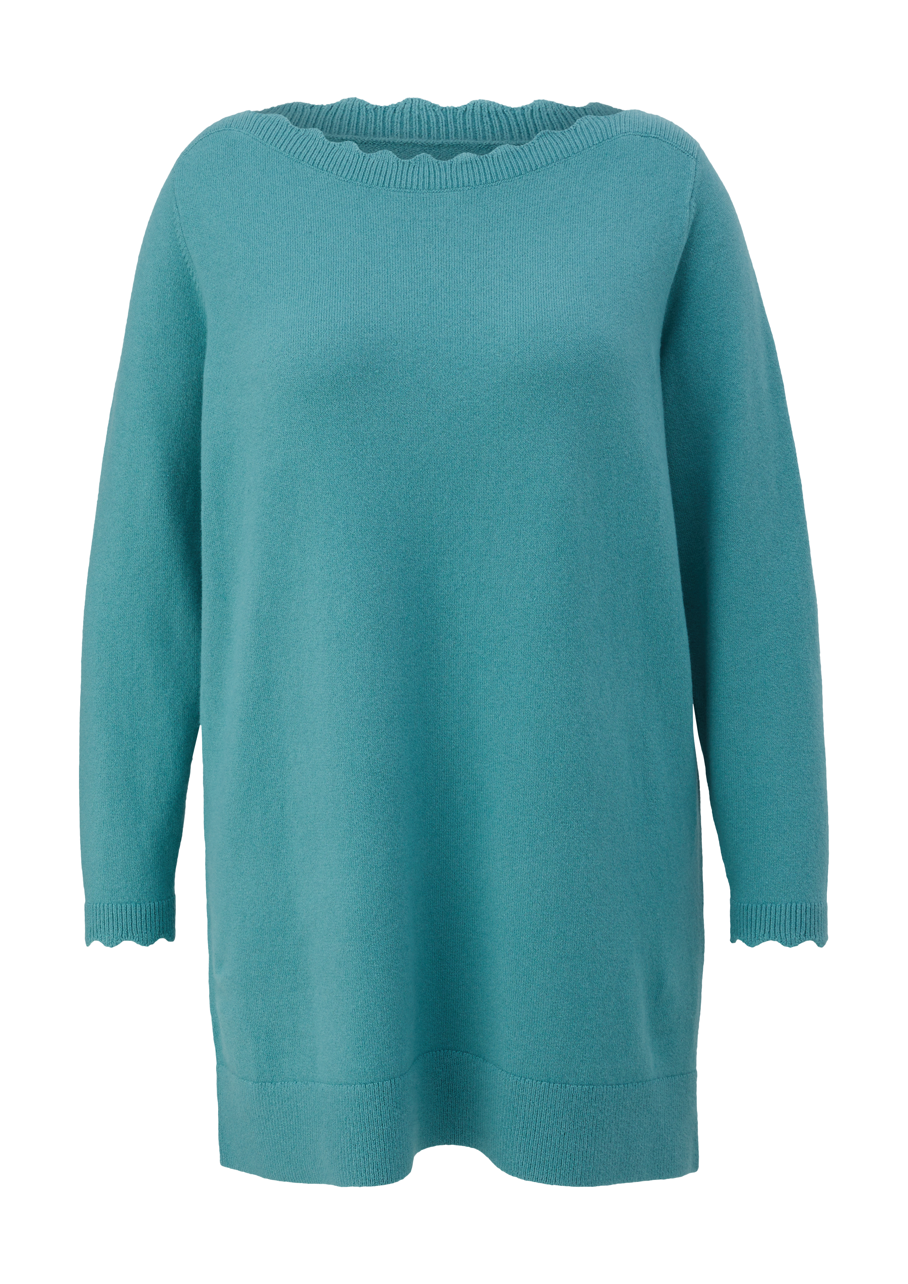 s.Oliver - Strickpullover mit Wellen-Ausschnitt, Damen, Blau