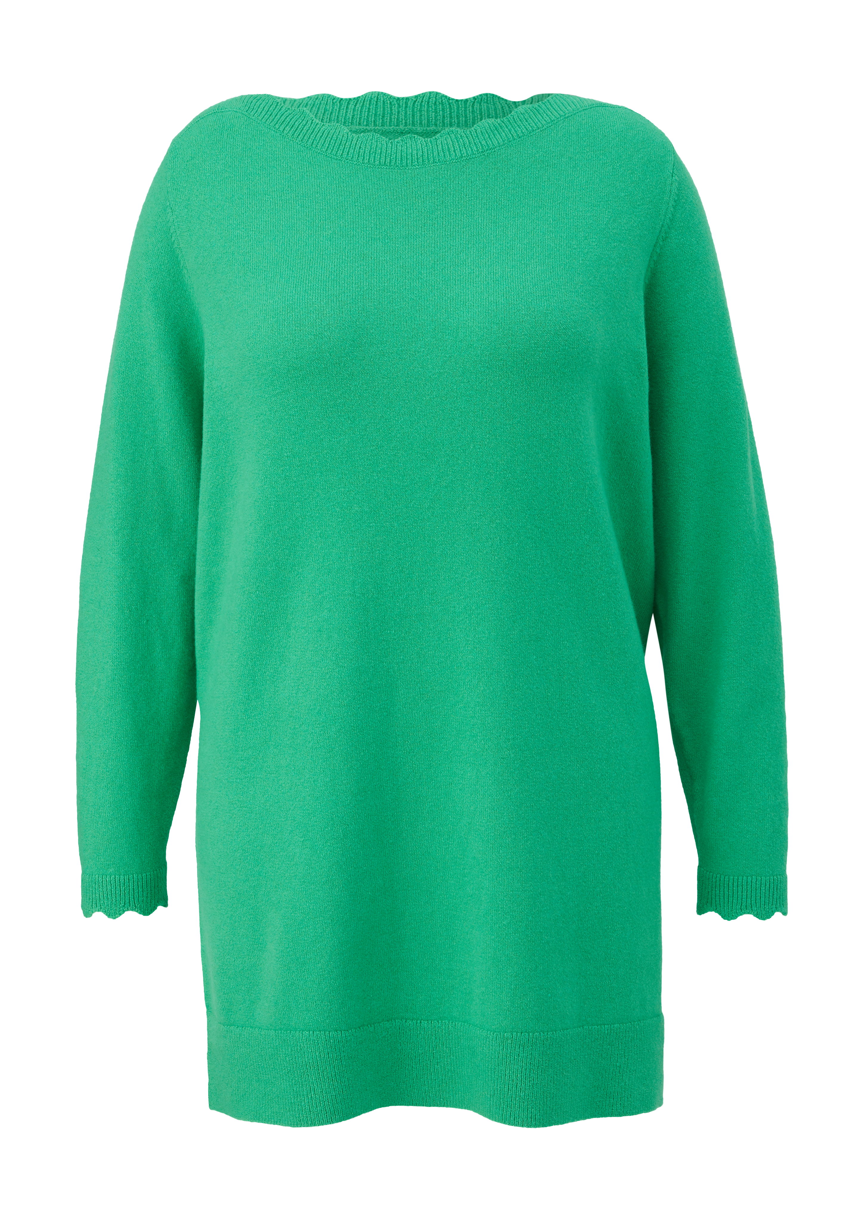 s.Oliver - Strickpullover mit Wellen-Ausschnitt, Damen, grün