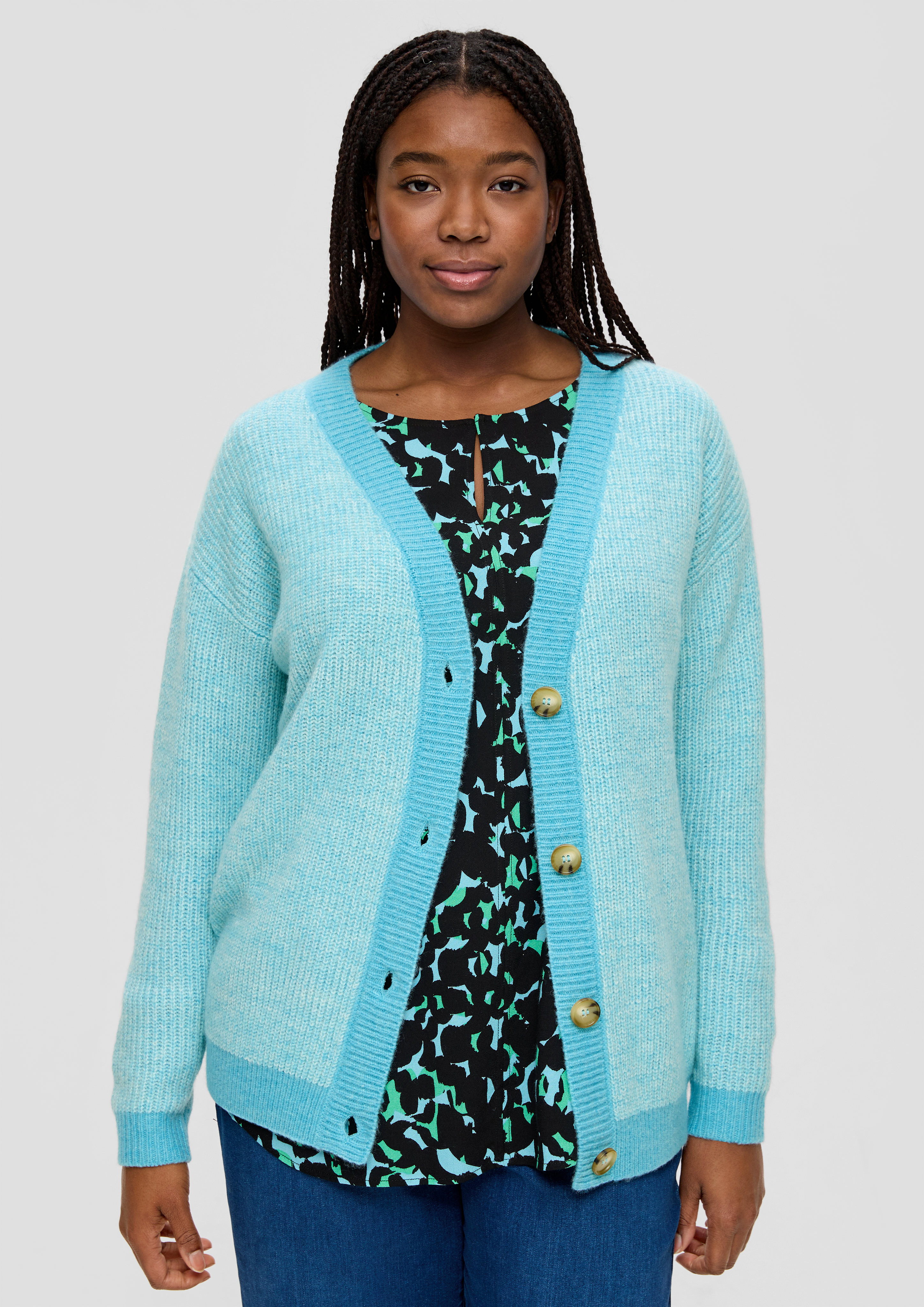 Wool blend cardigan turquoise s.Oliver