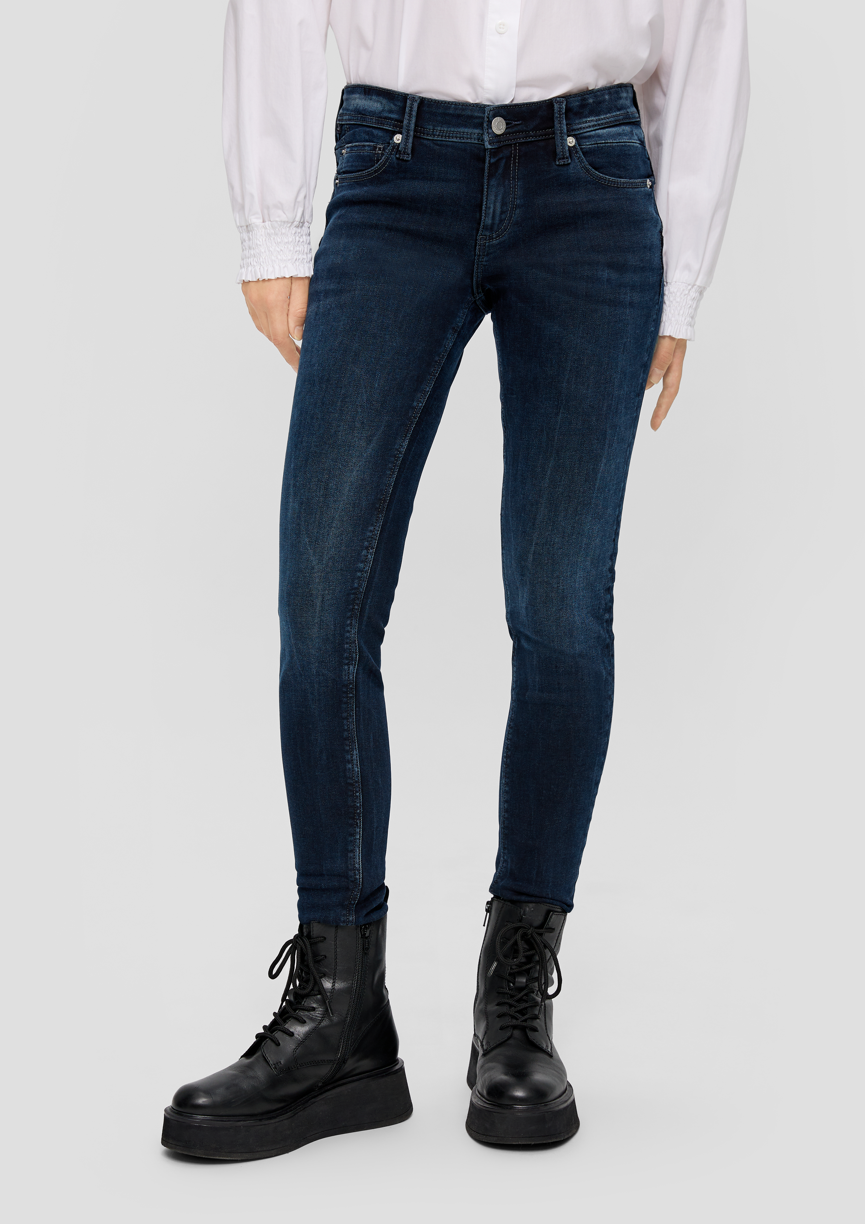 S.Oliver Jeans Treggings Skinny Fit - Baumwollmix Mit Stickerei - Mid Rise Damen Hose