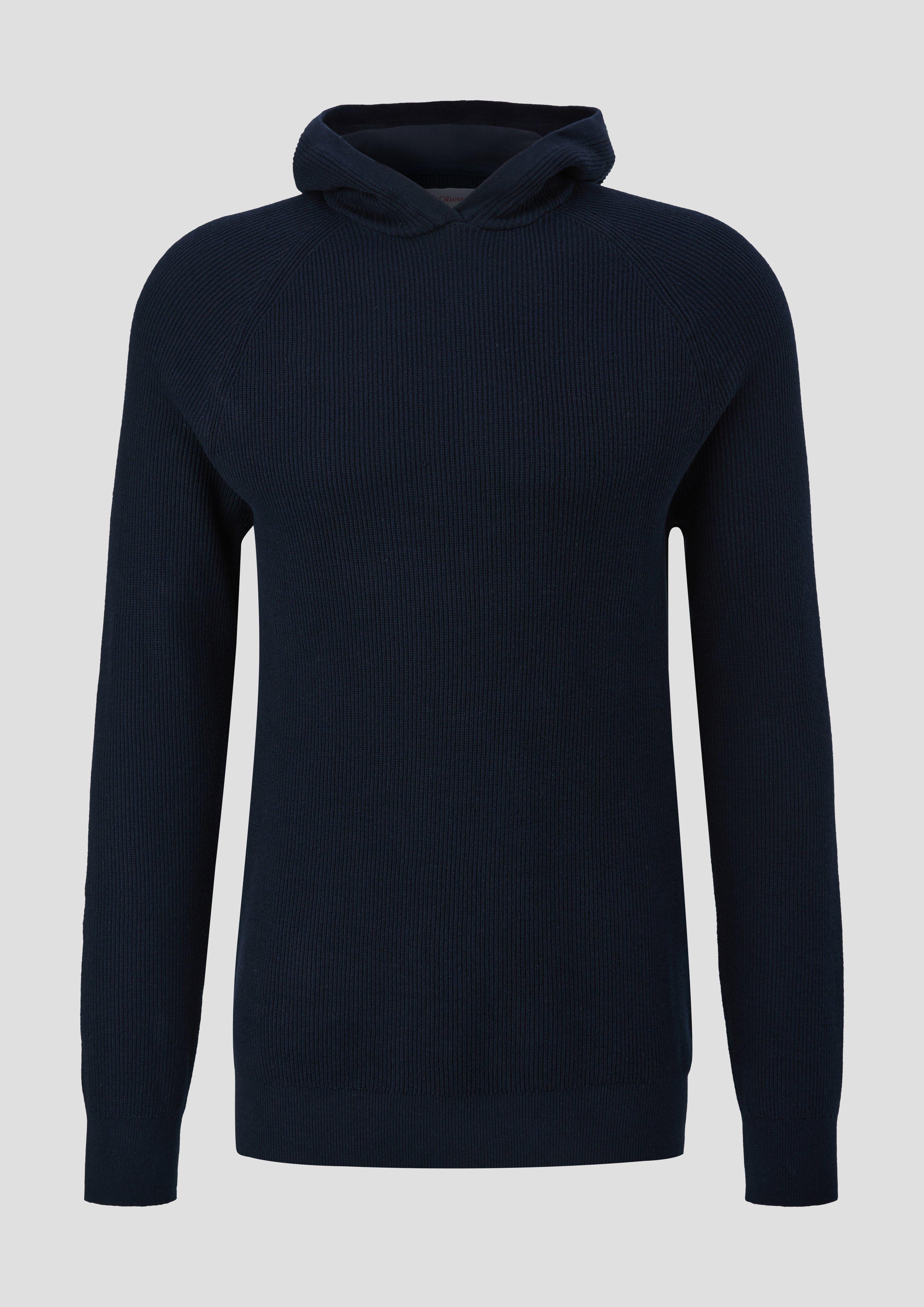 s.Oliver - Strickpullover mit Kapuze, Herren, blau